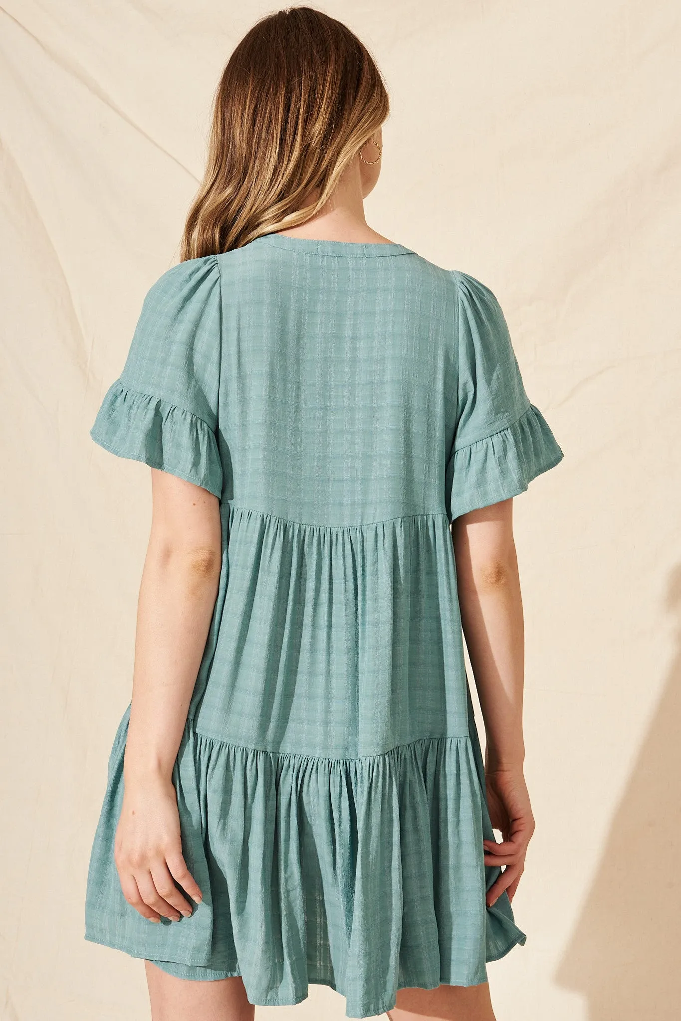 Tahnee Smock Dress In Dusty Teal sold by St Frock product image thumbnail 4