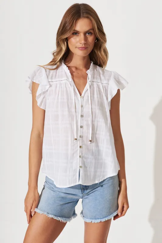 Donelle Shirt In White Cotton sold by St Frock