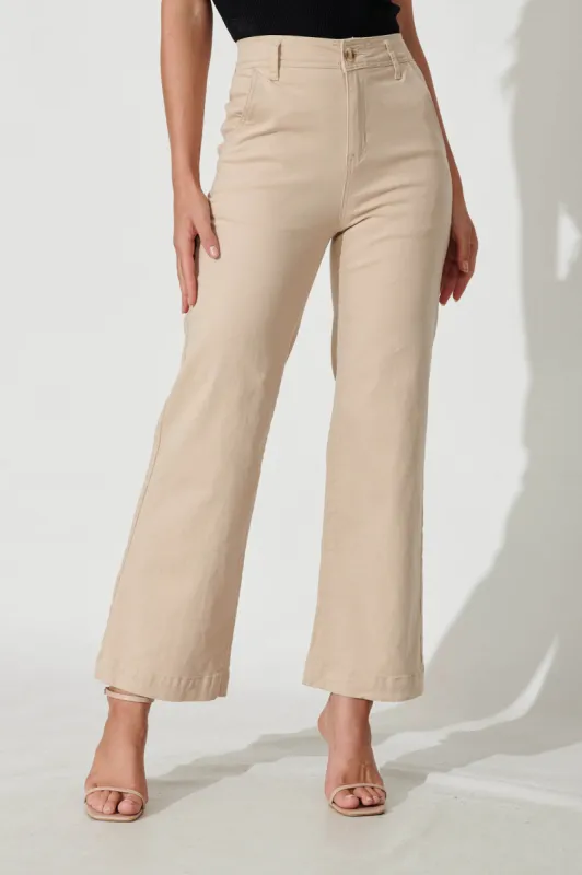 Motion High Rise Wide Leg Jean In Beige Denim sold by St Frock