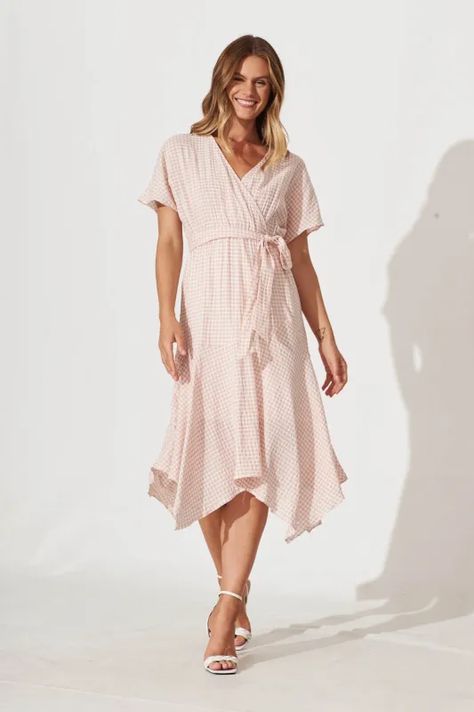 Valery Midi Dress In Blush Gingham sold by St Frock