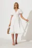Victorian Midi Dress In White Cotton Broderie sold by St Frock