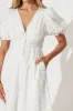 Victorian Midi Dress In White Cotton Broderie sold by St Frock