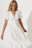 Victorian Midi Dress In White Cotton Broderie sold by St Frock