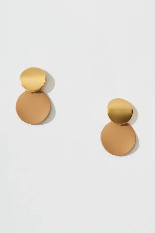 Gloria Earrings In Light Brown With Gold sold by St Frock