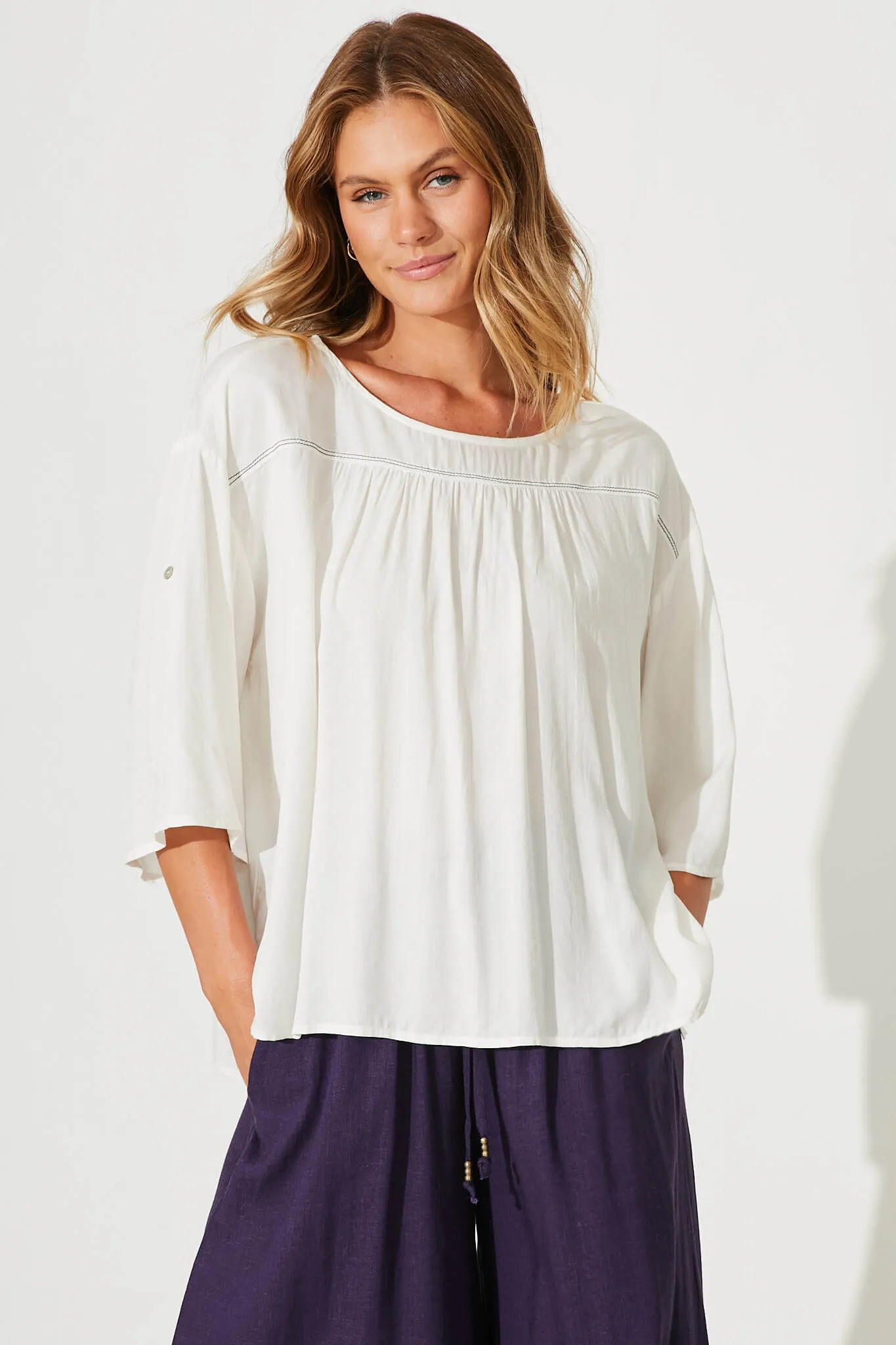 Ramone Top In White sold by St Frock