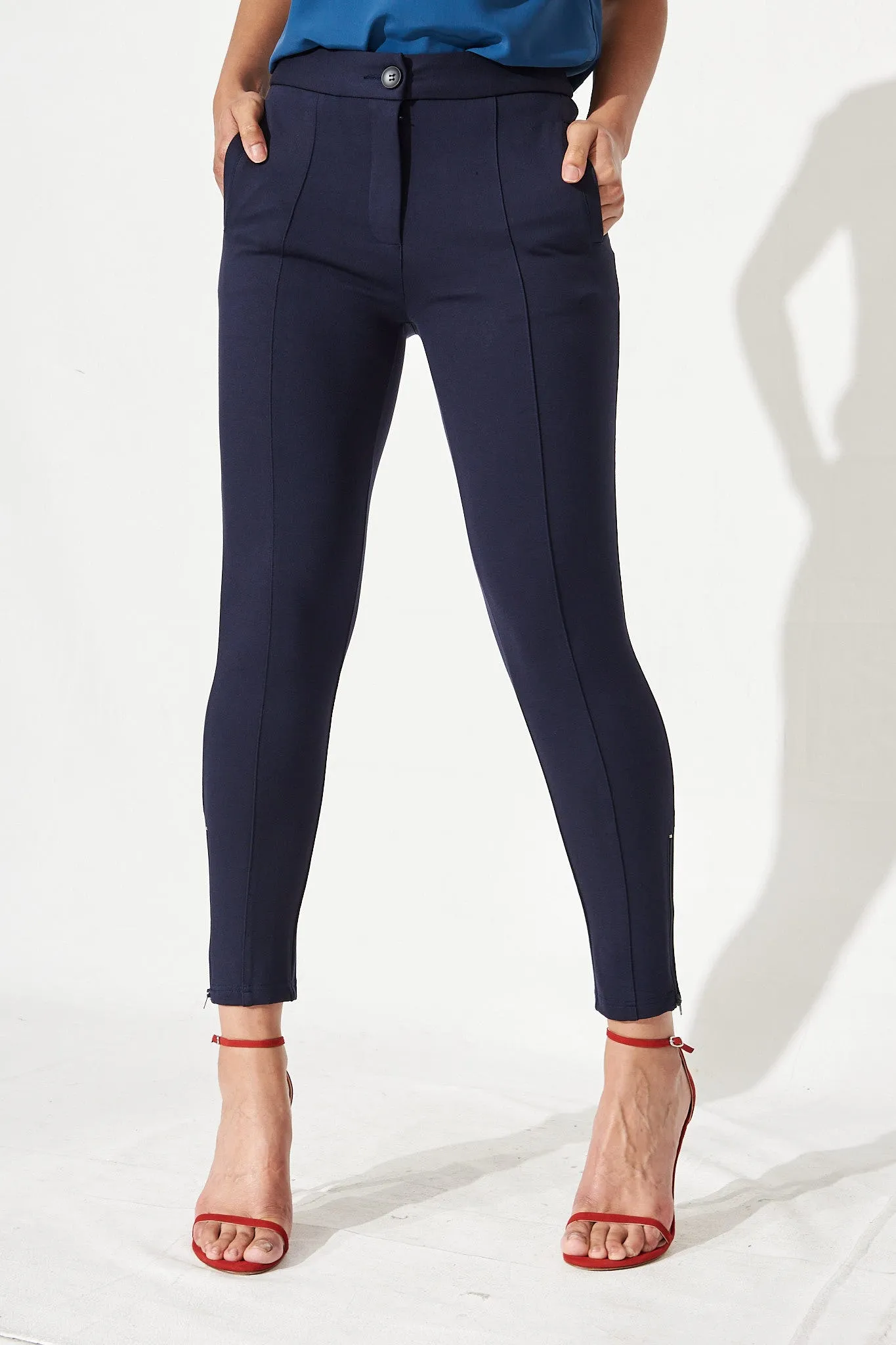 Workflow Stretch Pocket Zip Pants In Navy sold by St Frock product image thumbnail 2