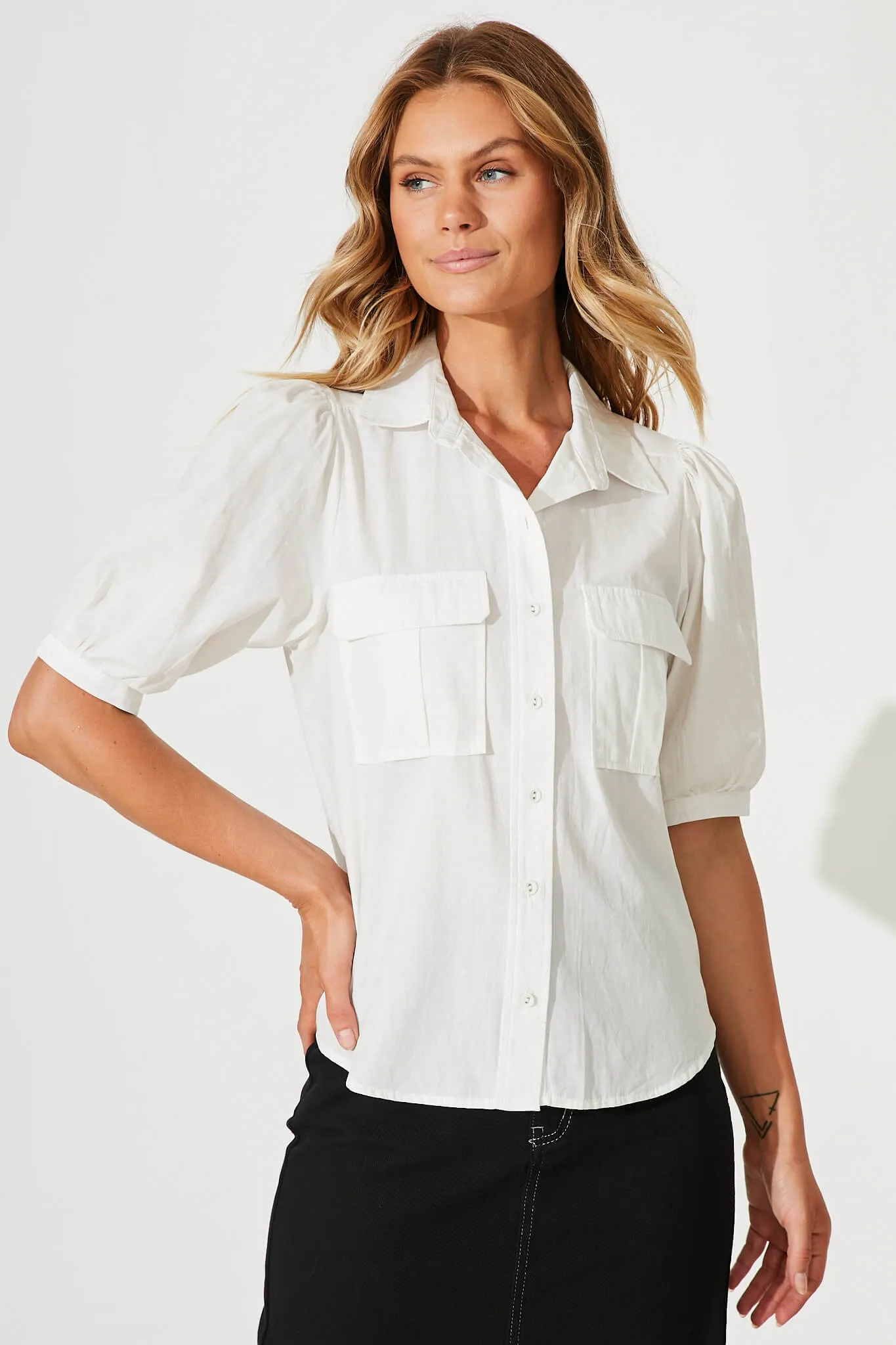 Day Shirt In White Cotton sold by St Frock product image thumbnail 2