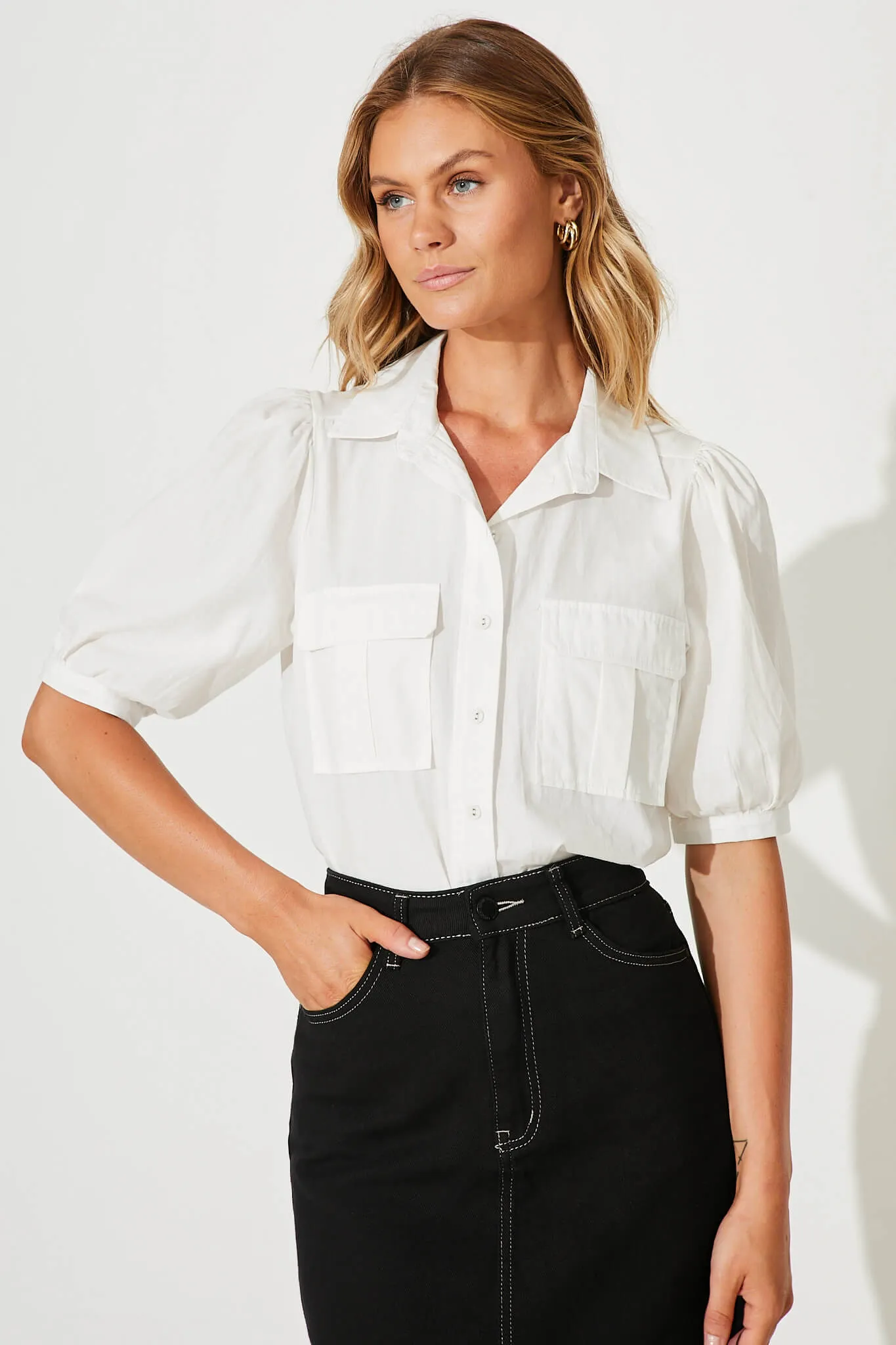 Day Shirt In White Cotton sold by St Frock