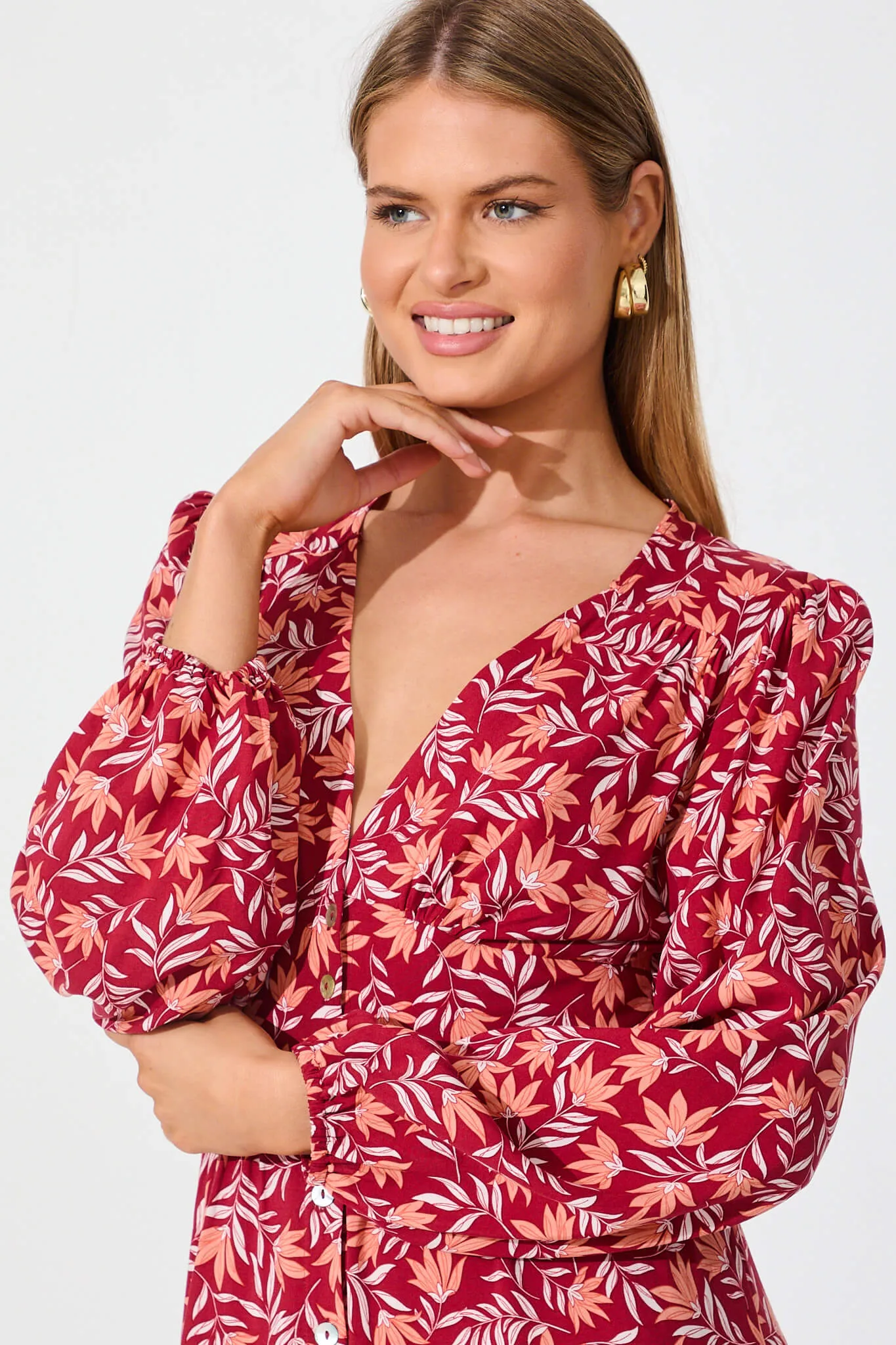 Modical Midi Dress In Rust With Multi Floral Print sold by St Frock product image thumbnail 5