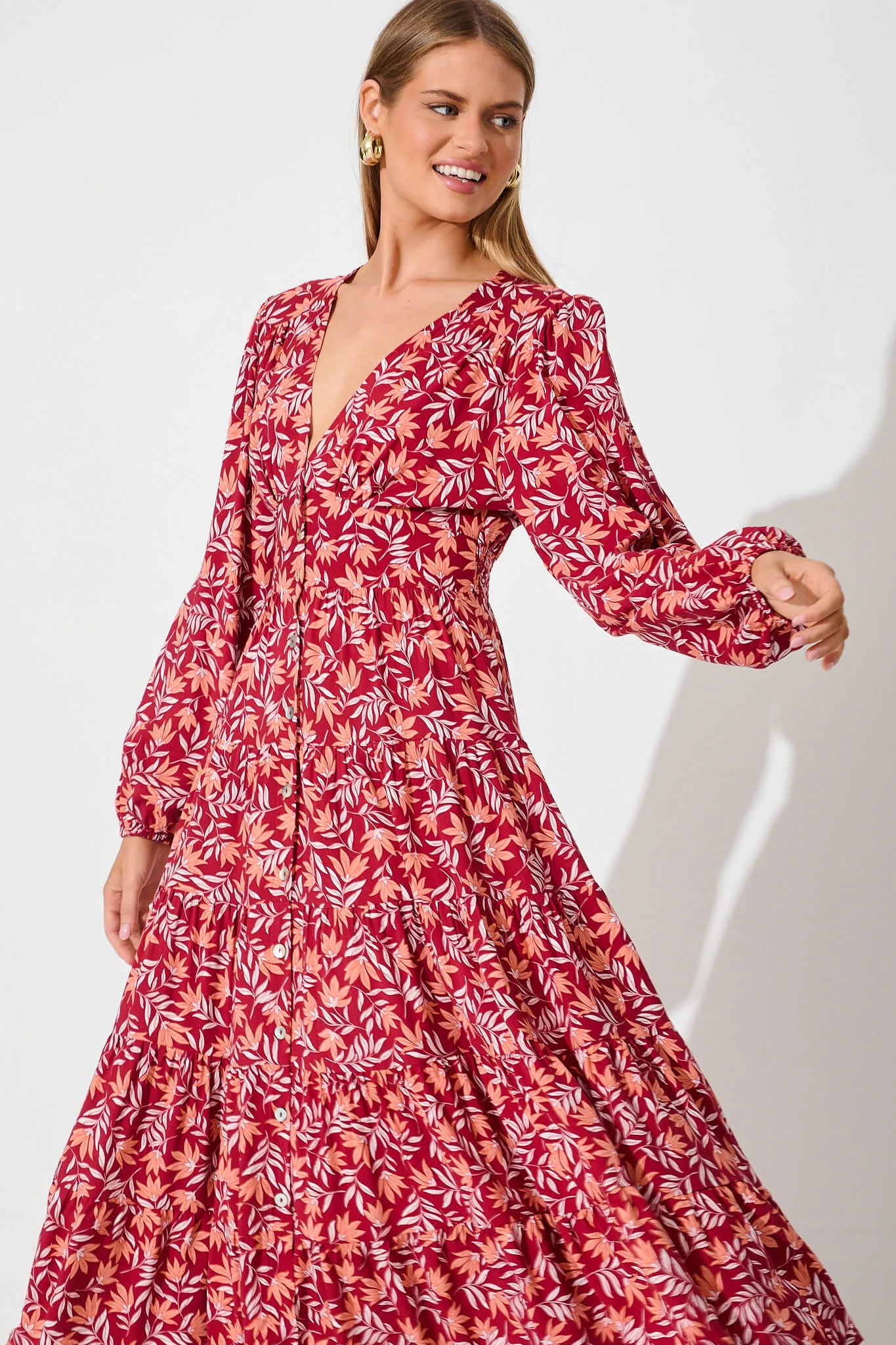 Modical Midi Dress In Rust With Multi Floral Print sold by St Frock product image thumbnail 2