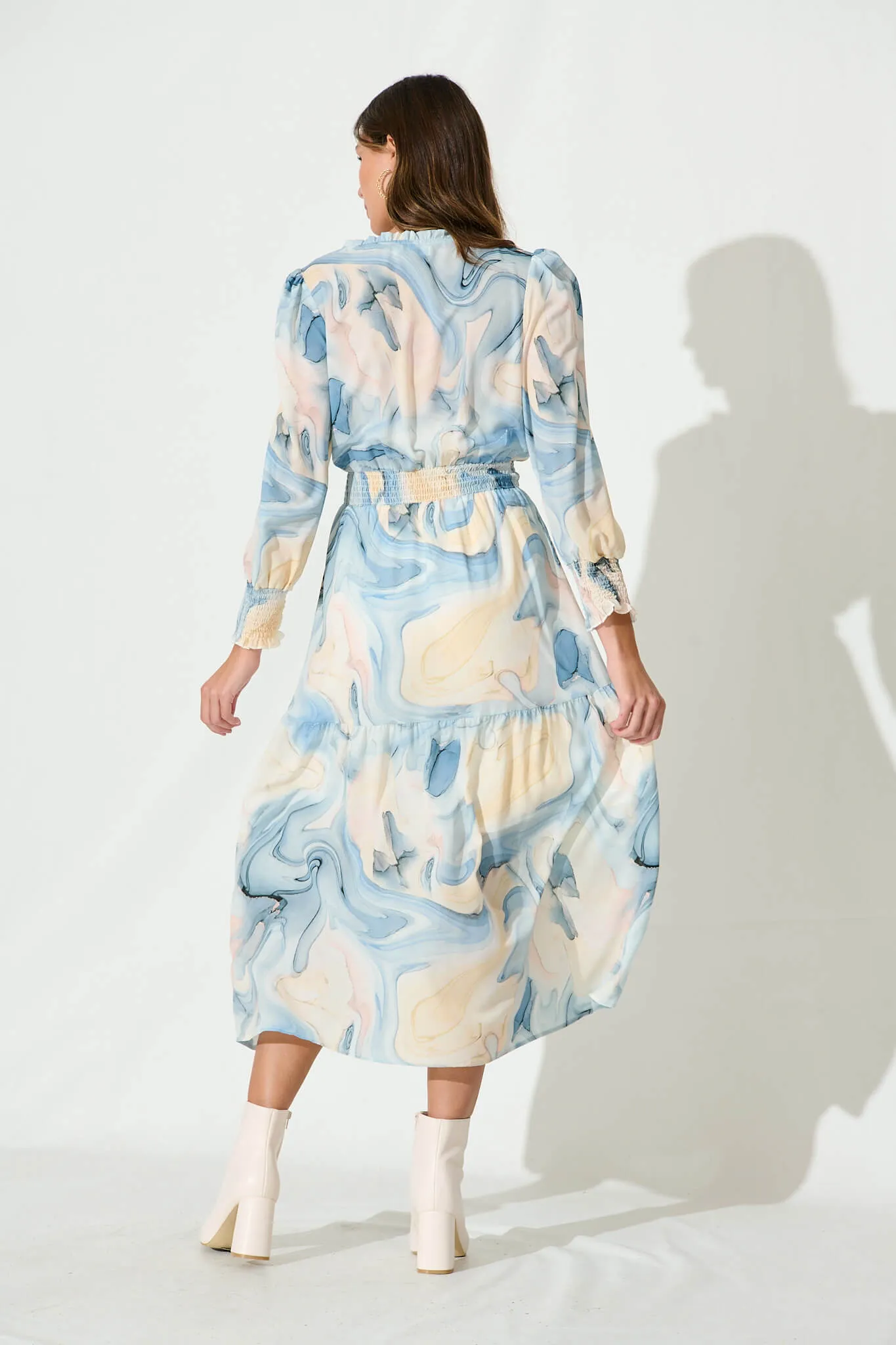 Hamilton Maxi Dress In Blue Watercolour Chiffon sold by St Frock product image thumbnail 4