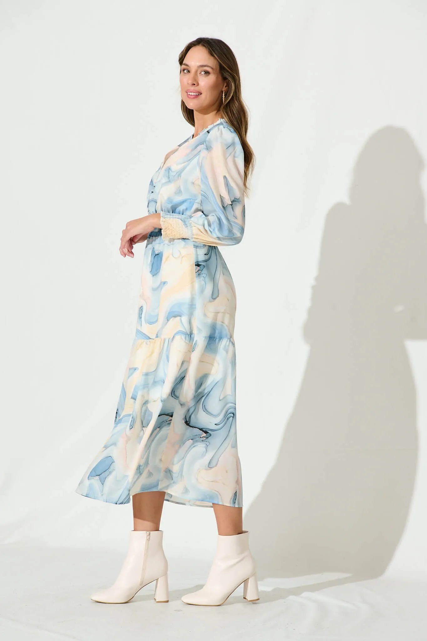 Hamilton Maxi Dress In Blue Watercolour Chiffon sold by St Frock product image thumbnail 3