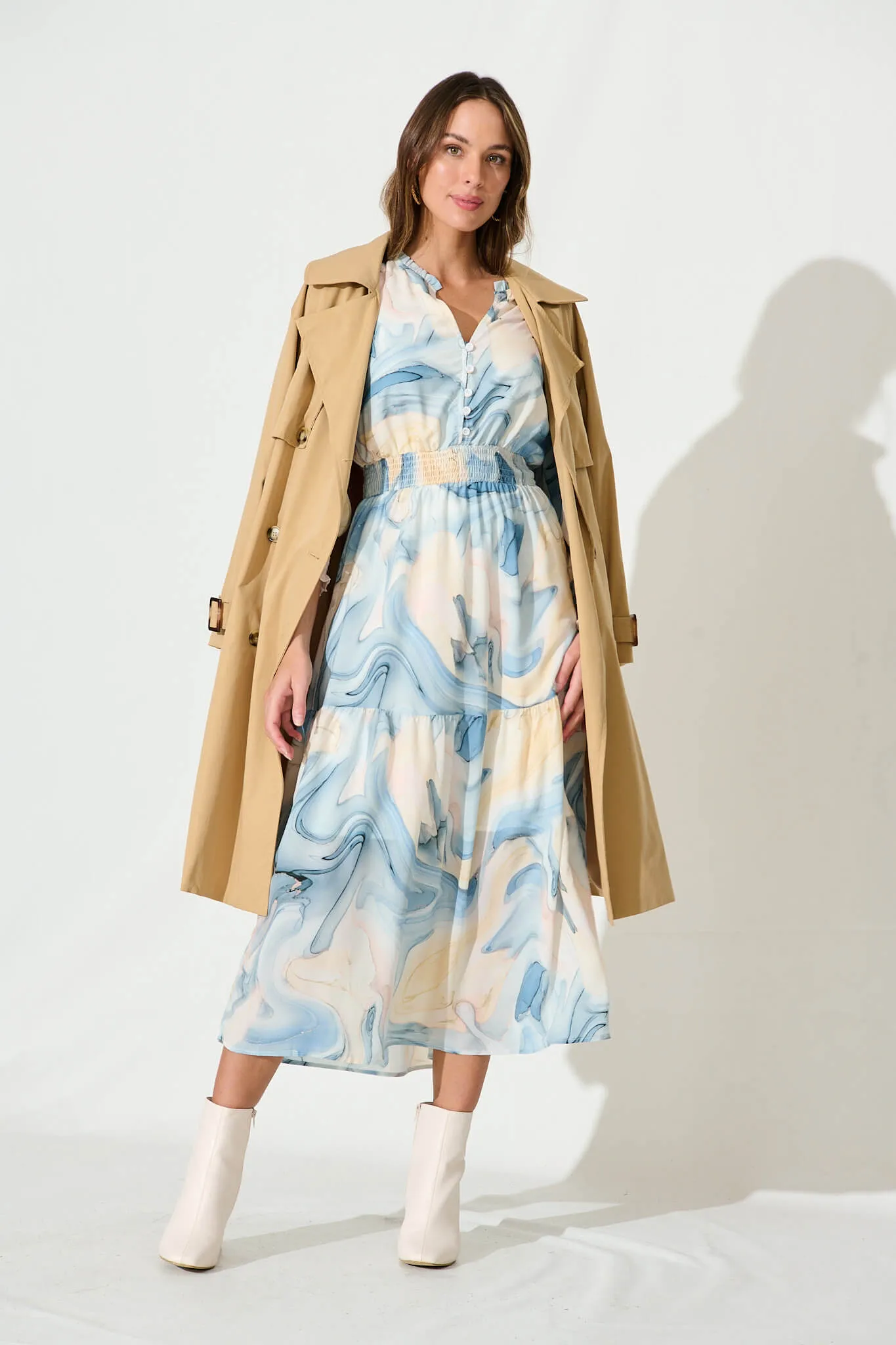 Hamilton Maxi Dress In Blue Watercolour Chiffon sold by St Frock product image thumbnail 5