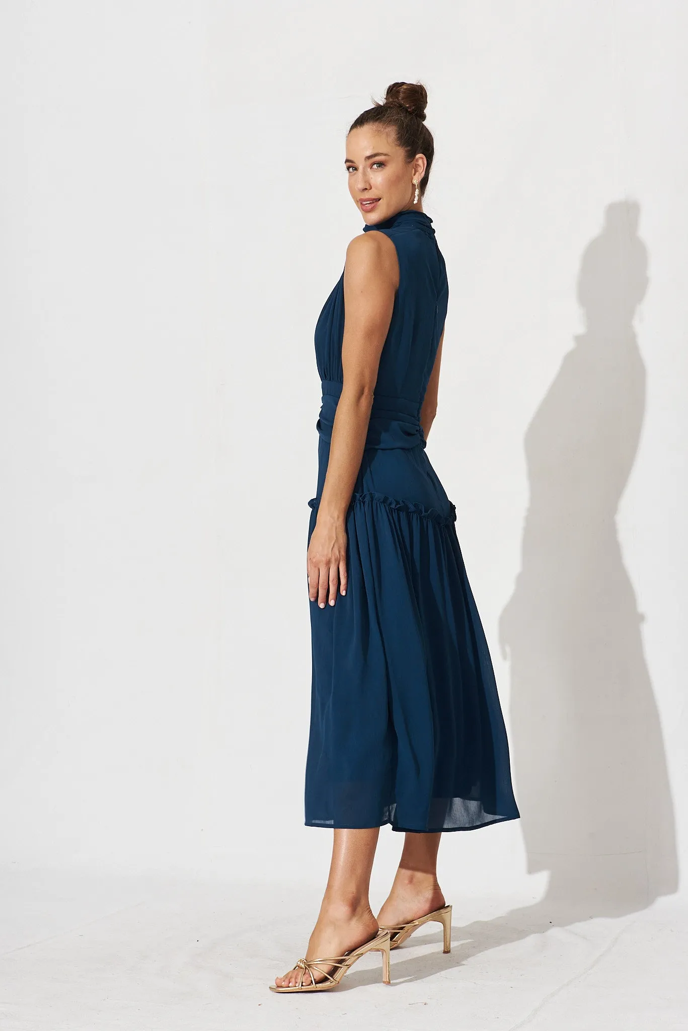 Roxanna Midi Dress In Teal Chiffon sold by St Frock product image thumbnail 3