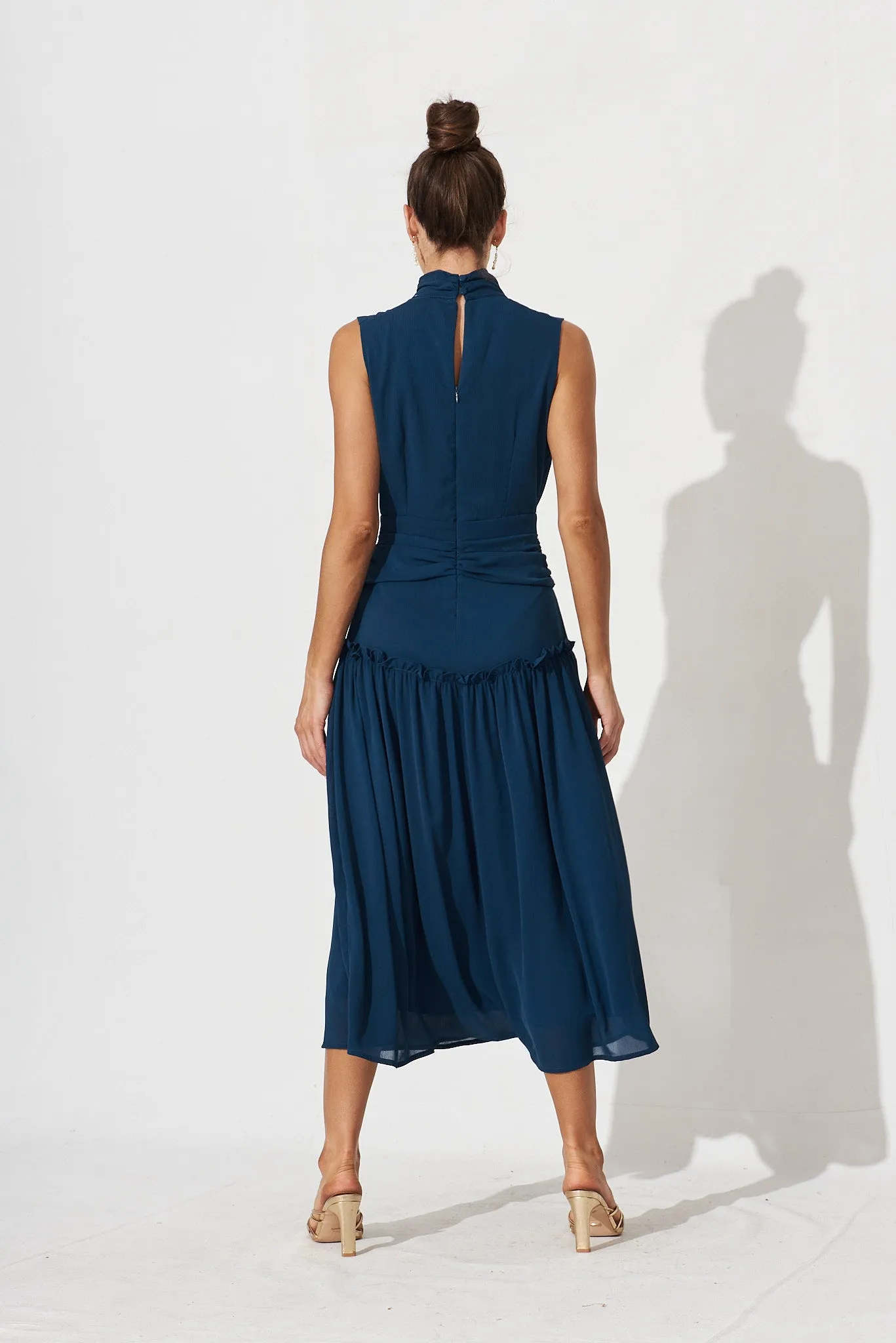 Roxanna Midi Dress In Teal Chiffon sold by St Frock product image thumbnail 4