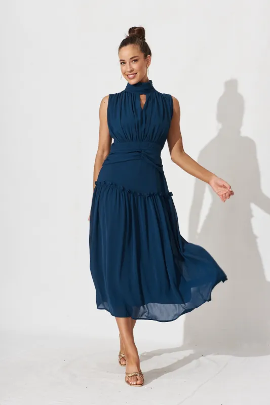 Roxanna Midi Dress In Teal Chiffon sold by St Frock