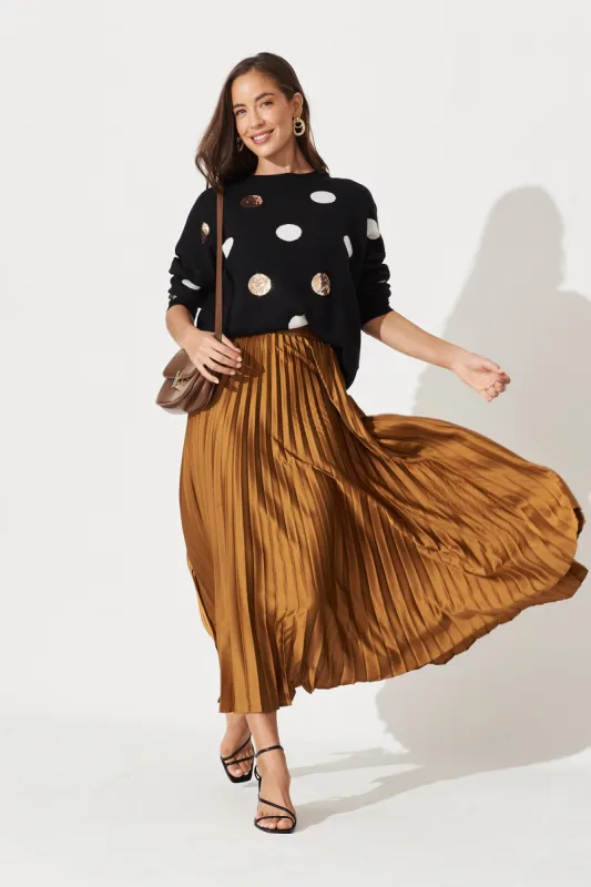Allison Midi Pleat Skirt In Bronze Satin sold by St Frock