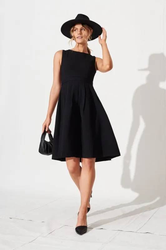 Jardin Dress In Textured Black sold by St Frock