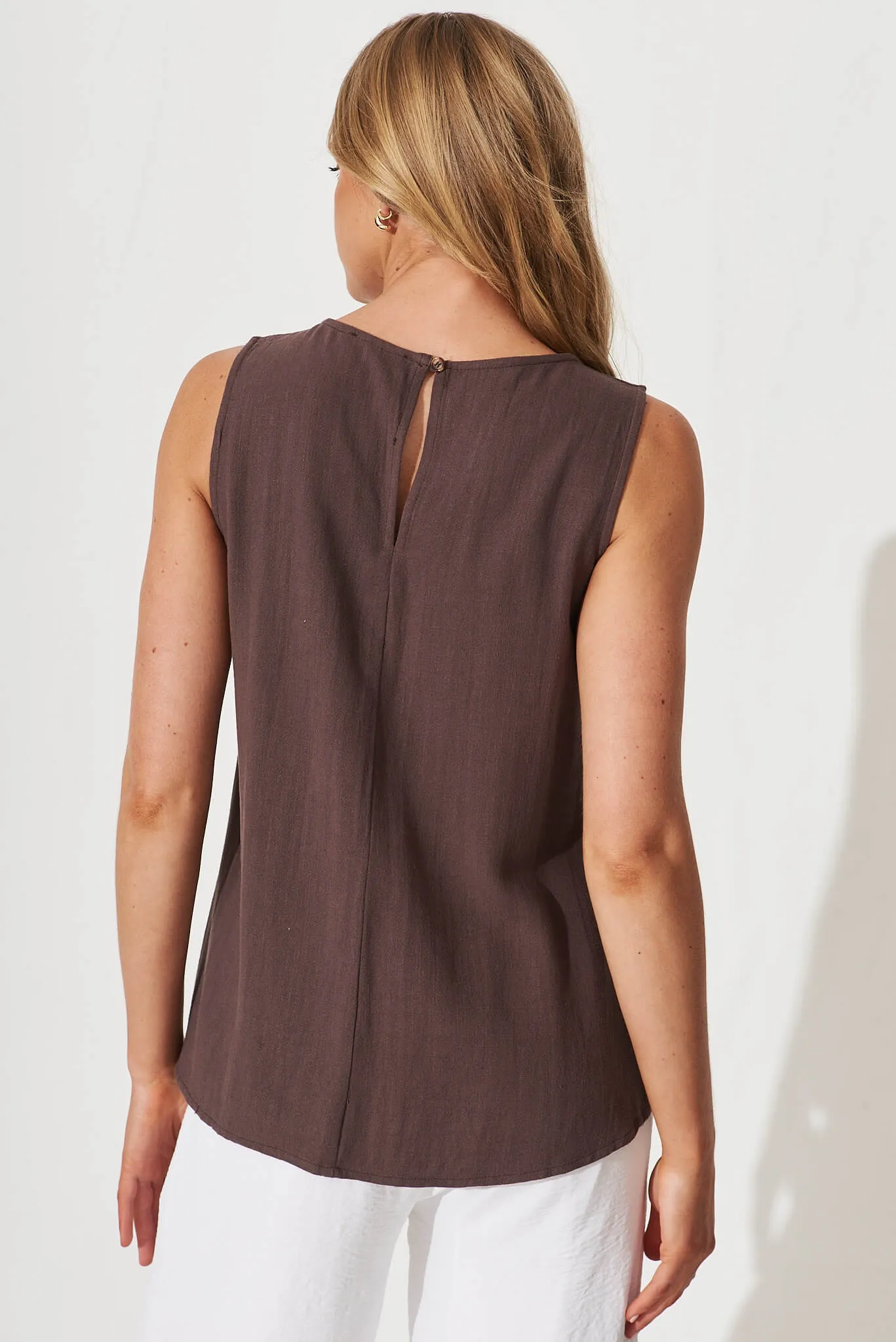 Maggie Top In Chocolate Linen sold by St Frock product image thumbnail 3