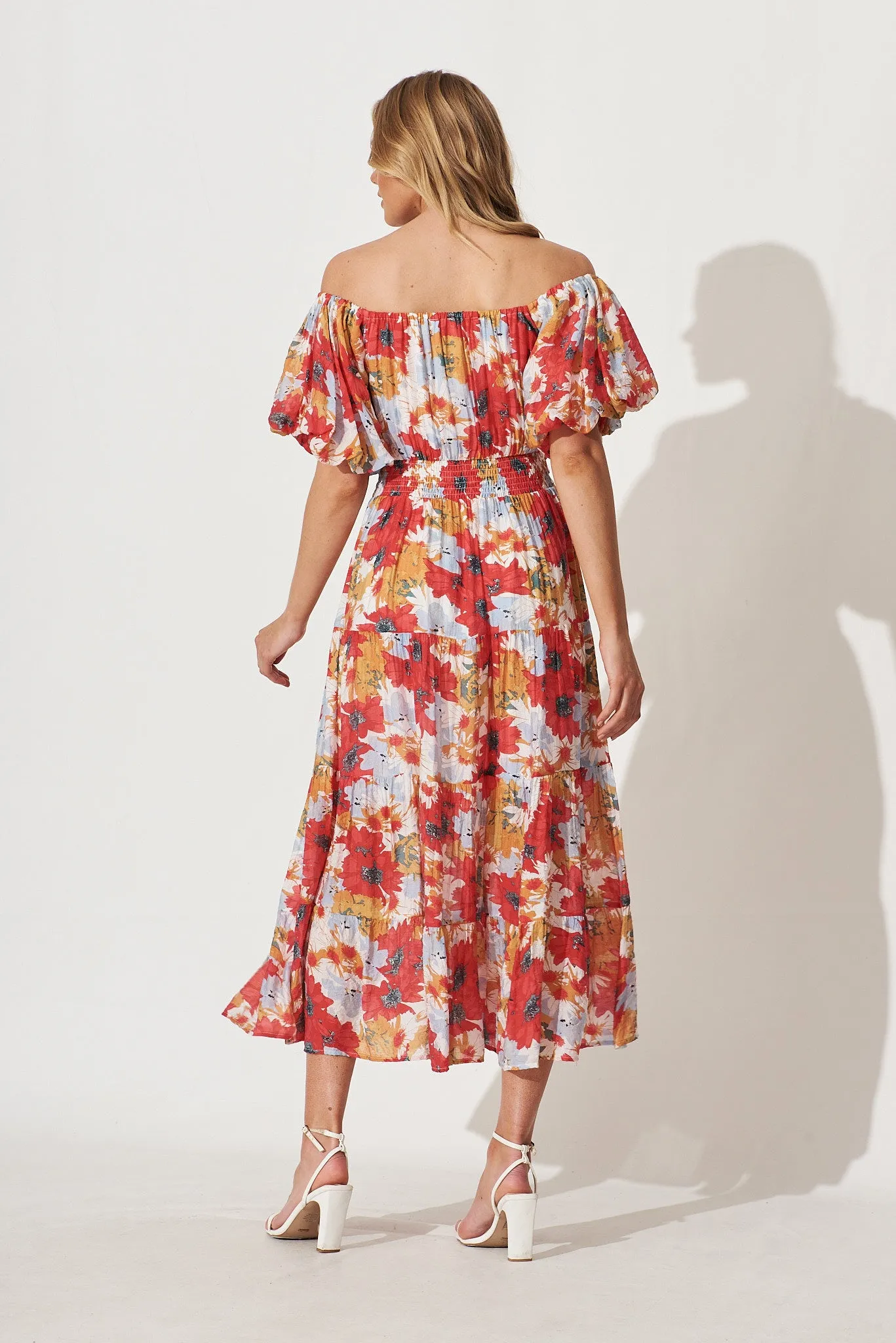 Rayna Maxi Dress In Red With Multi Floral Print sold by St Frock product image thumbnail 4