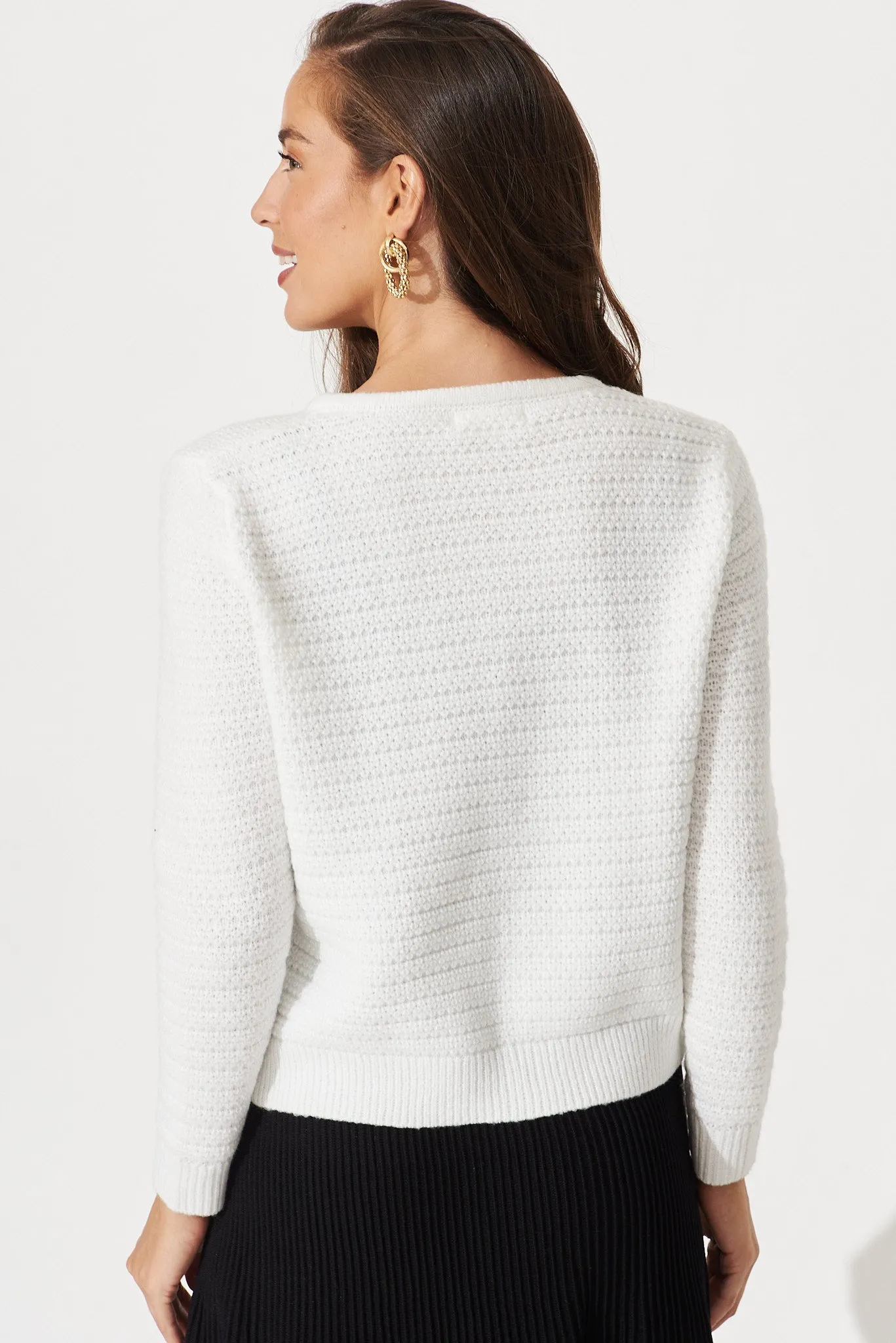 Cartagena Knit Jacket In White sold by St Frock product image thumbnail 5