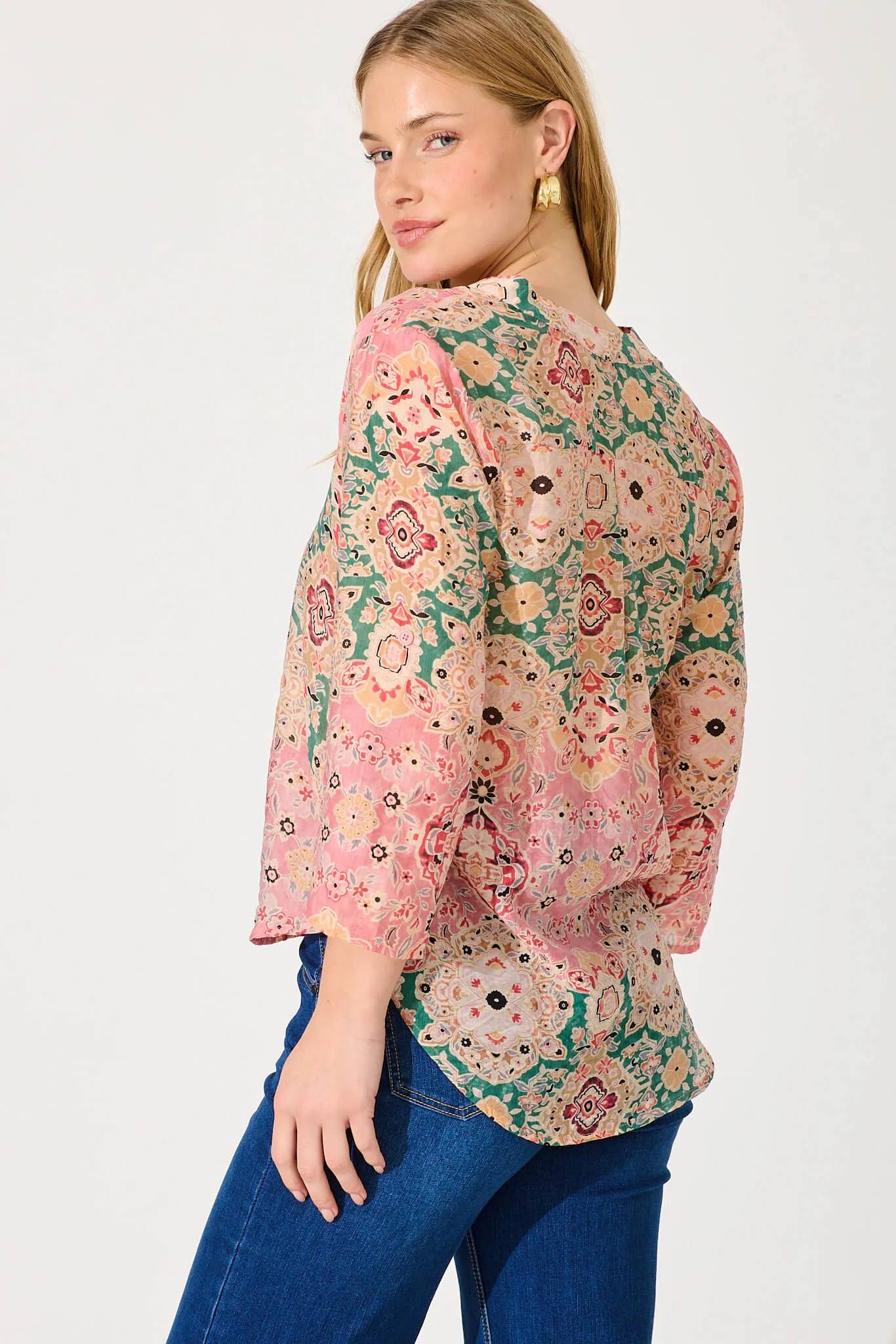 Camilla Top In Blush With Multi Boho Print sold by St Frock product image thumbnail 3