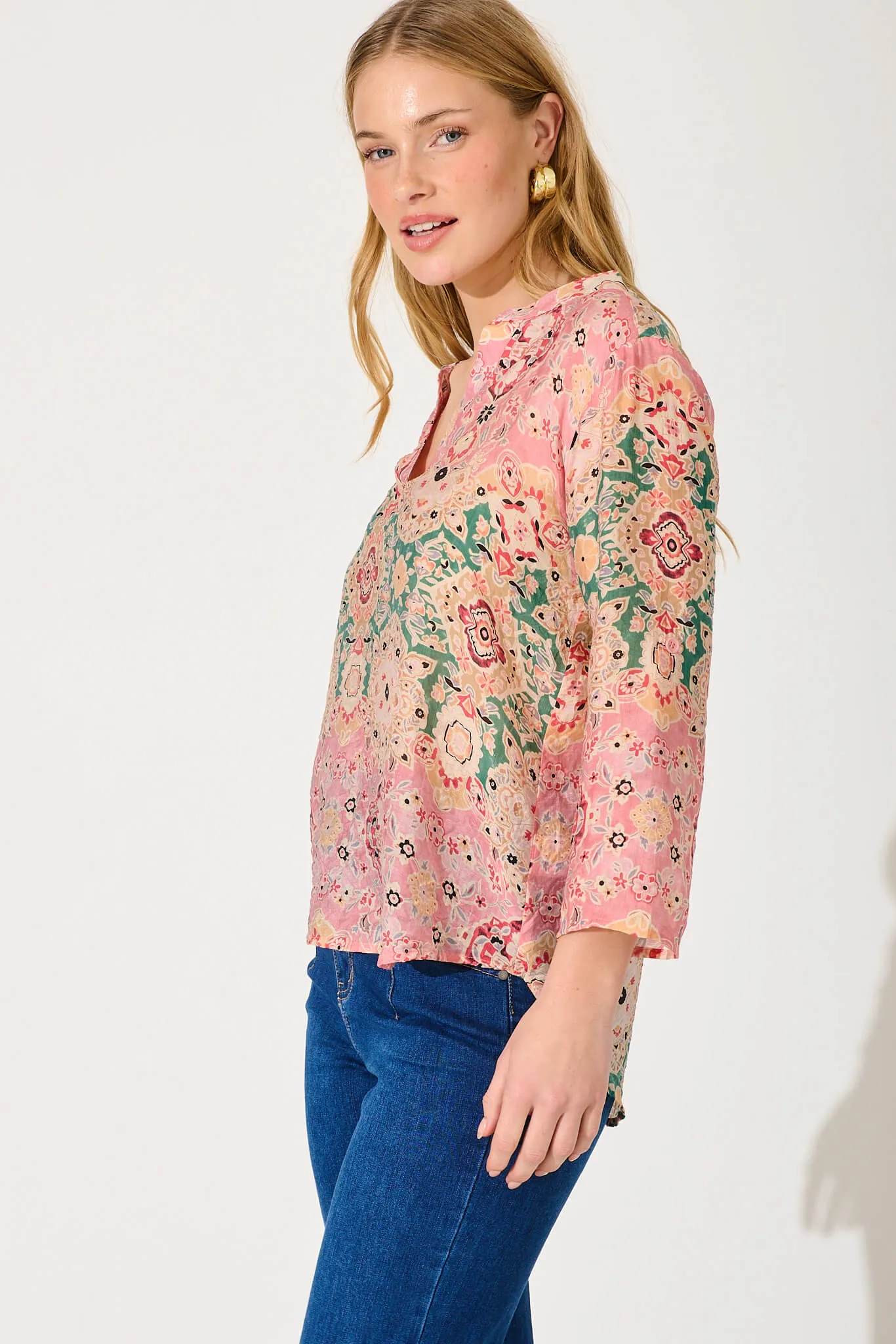 Camilla Top In Blush With Multi Boho Print sold by St Frock product image thumbnail 2