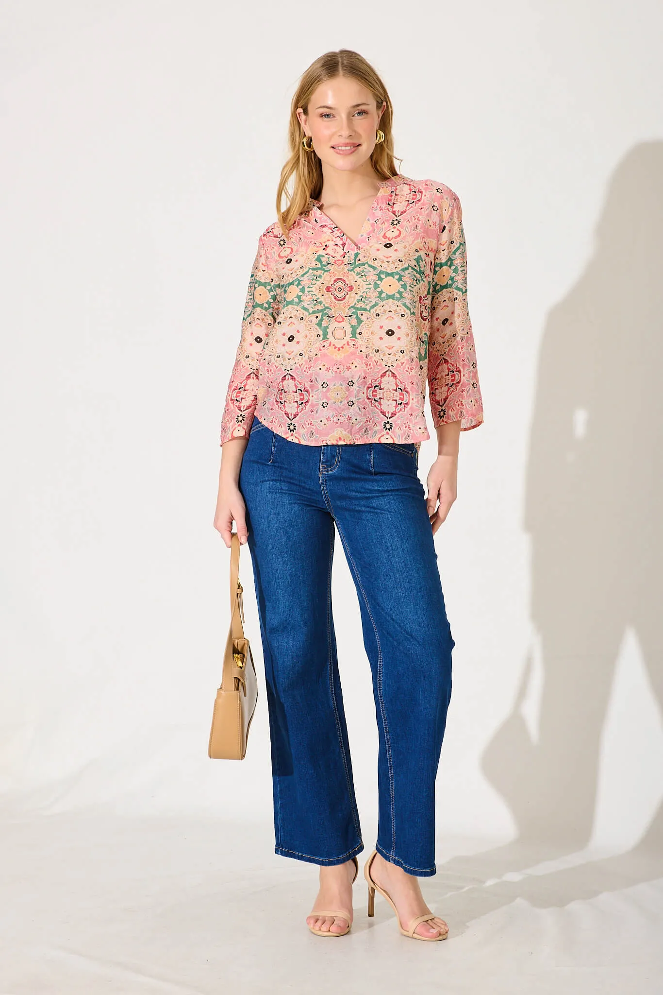 Camilla Top In Blush With Multi Boho Print sold by St Frock product image thumbnail 4