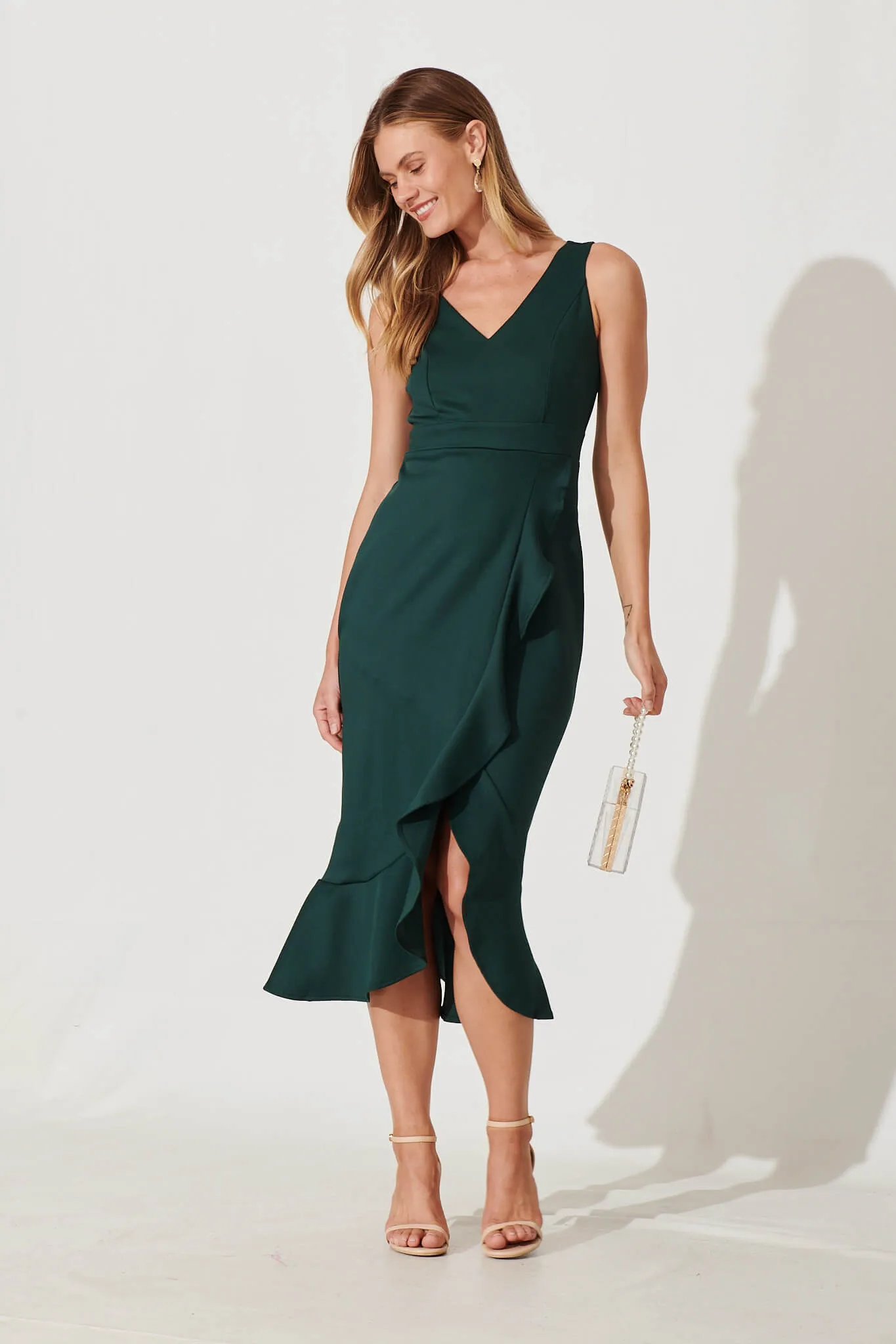 Essence Midi Dress In Emerald sold by St Frock product image thumbnail 5