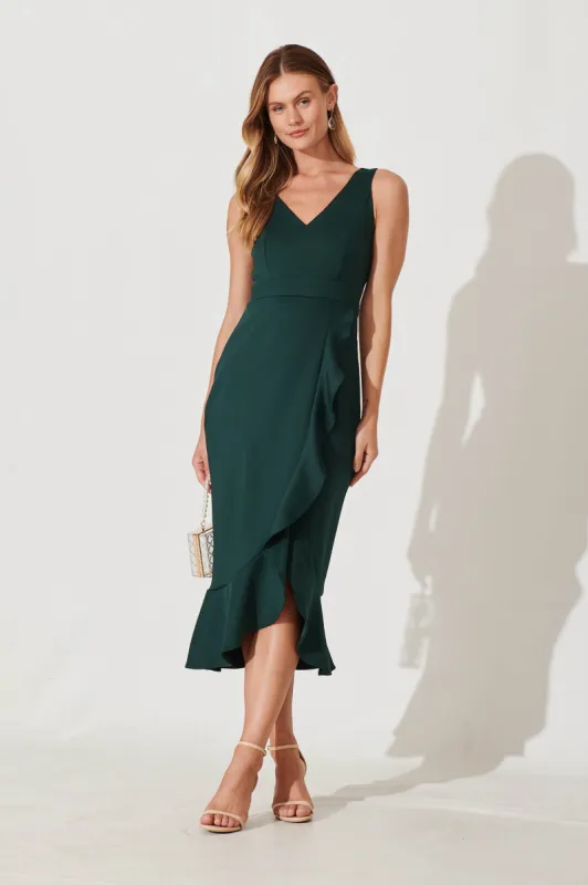 Essence Midi Dress In Emerald sold by St Frock