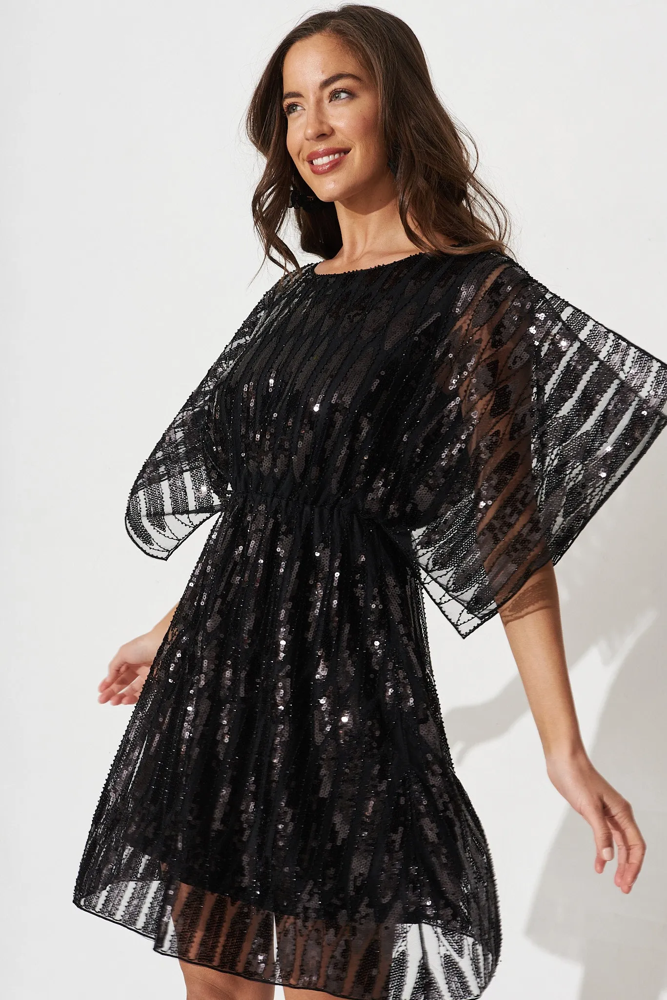 Prosecco Sequin Dress in Black sold by St Frock product image thumbnail 3