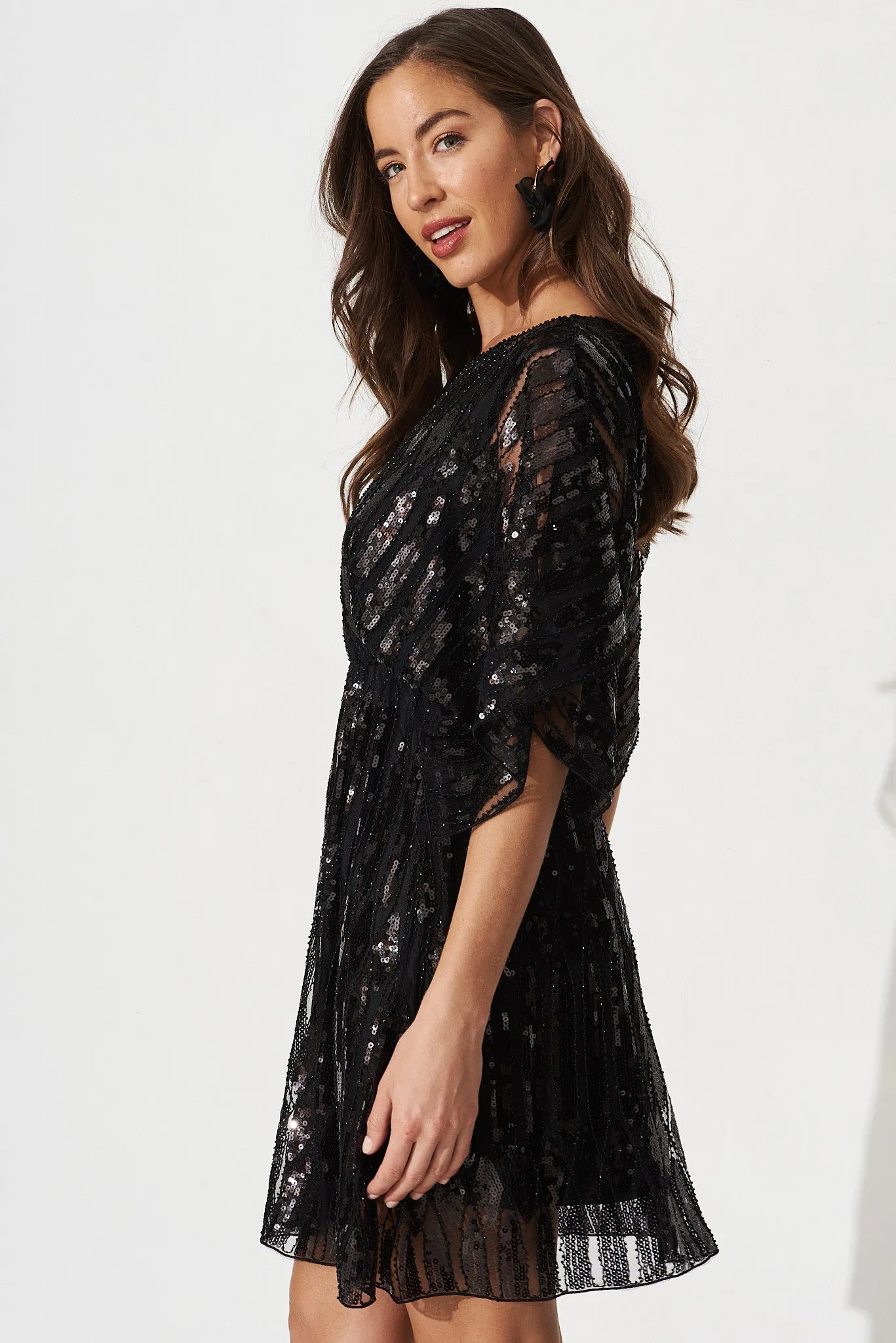 Prosecco Sequin Dress in Black sold by St Frock product image thumbnail 4