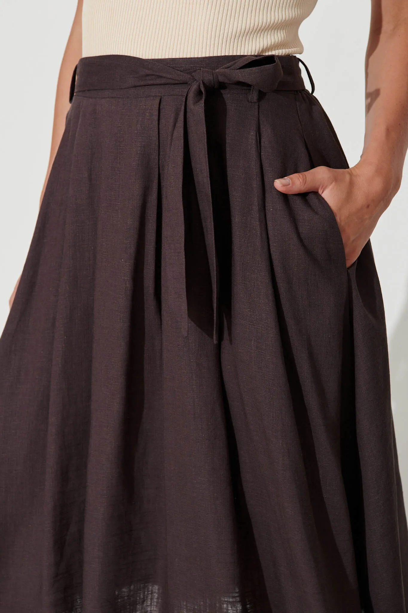 Bailey Midi Skirt In Slate Grey Linen sold by St Frock product image thumbnail 5