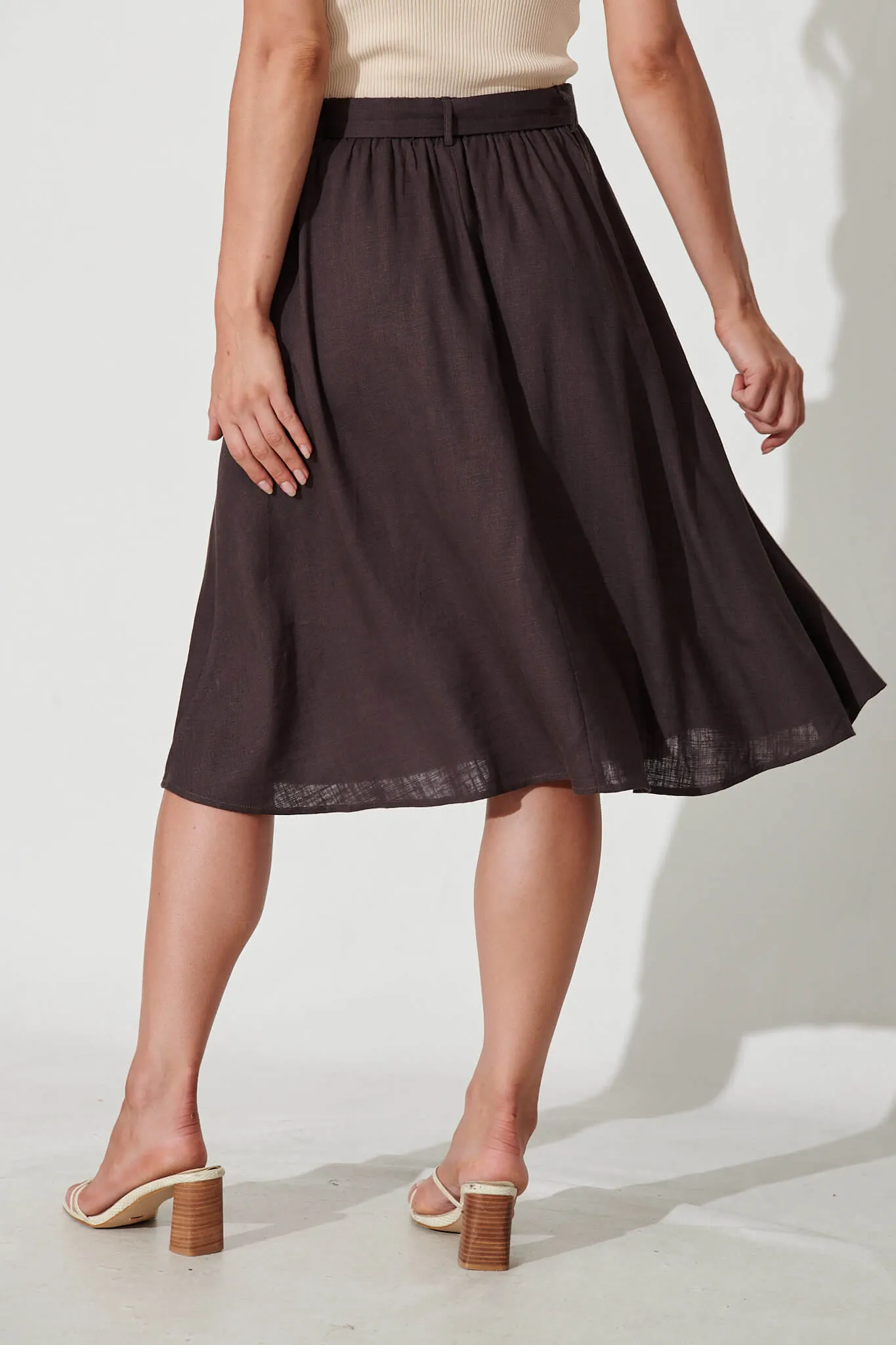 Bailey Midi Skirt In Slate Grey Linen sold by St Frock product image thumbnail 4