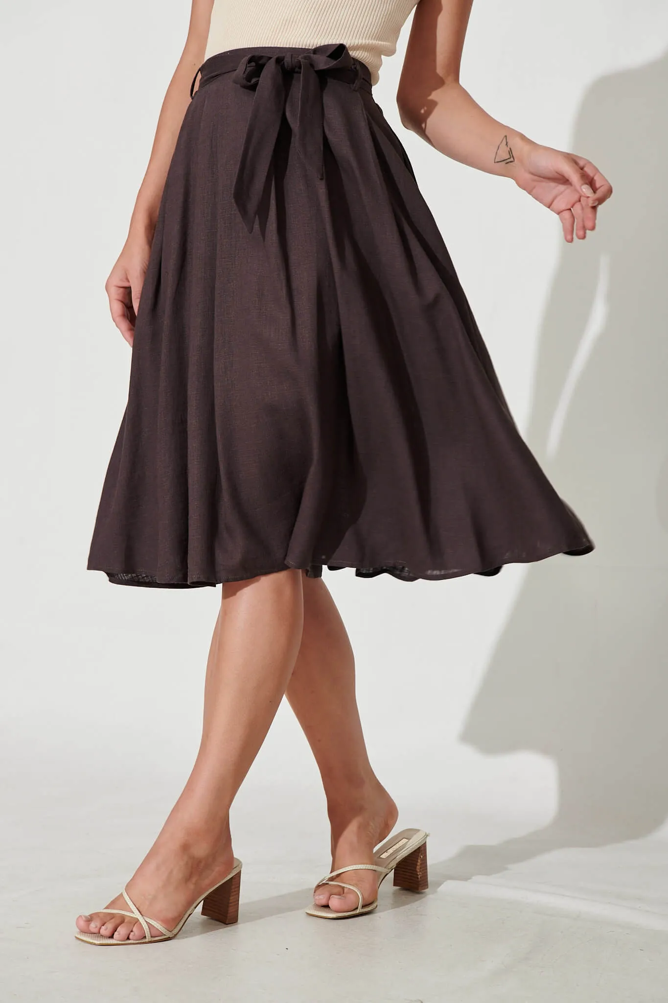 Bailey Midi Skirt In Slate Grey Linen sold by St Frock product image thumbnail 3