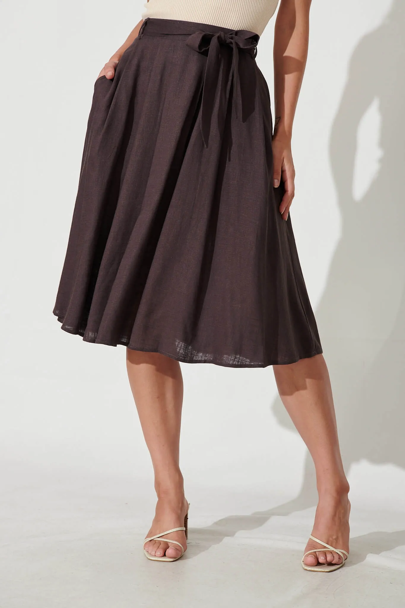 Bailey Midi Skirt In Slate Grey Linen sold by St Frock product image thumbnail 2