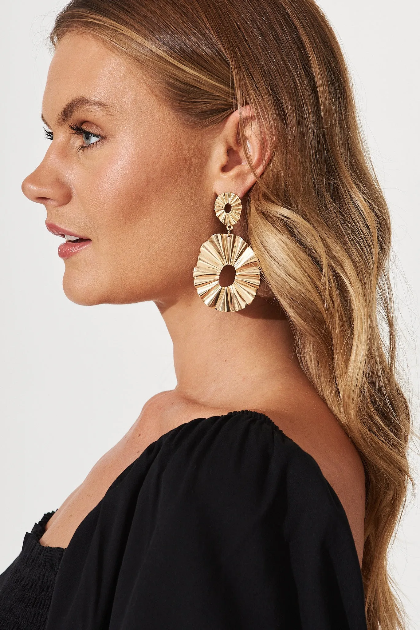Serena Drop Earrings In Gold sold by St Frock product image thumbnail 2