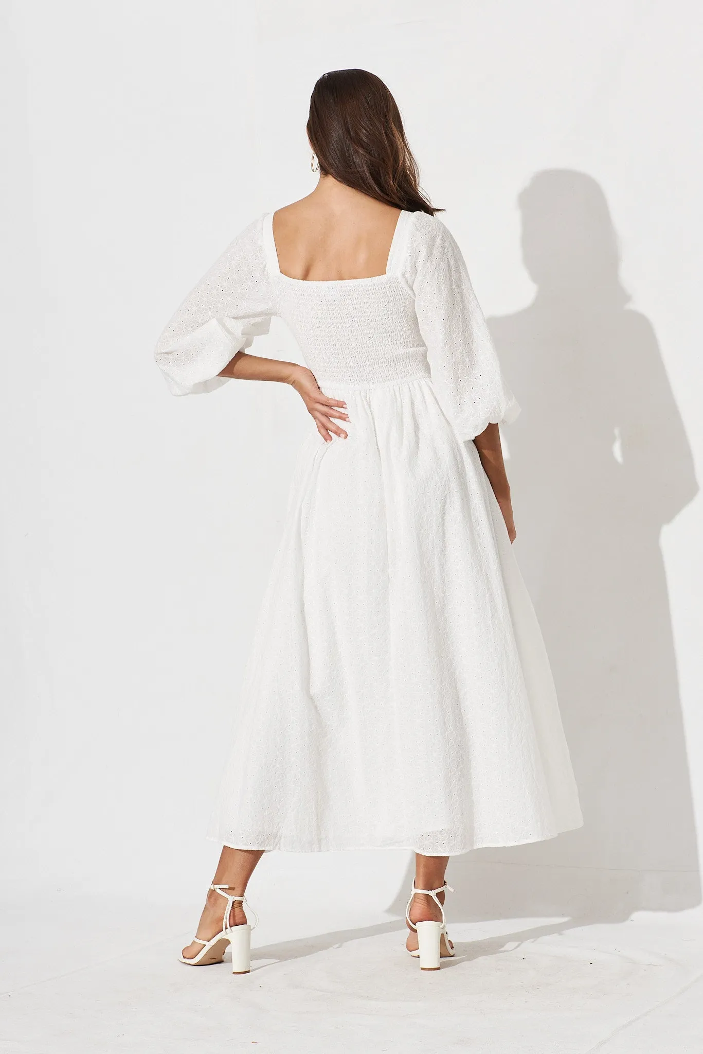 Tiana Maxi Dress In White Broderie sold by St Frock product image thumbnail 4