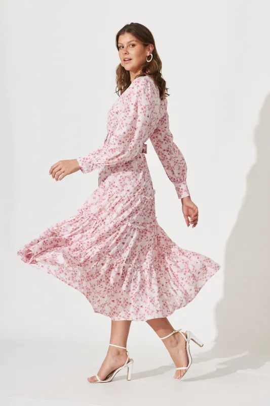 Adair Maxi Shirt Dress In Pale Pink Floral sold by St Frock