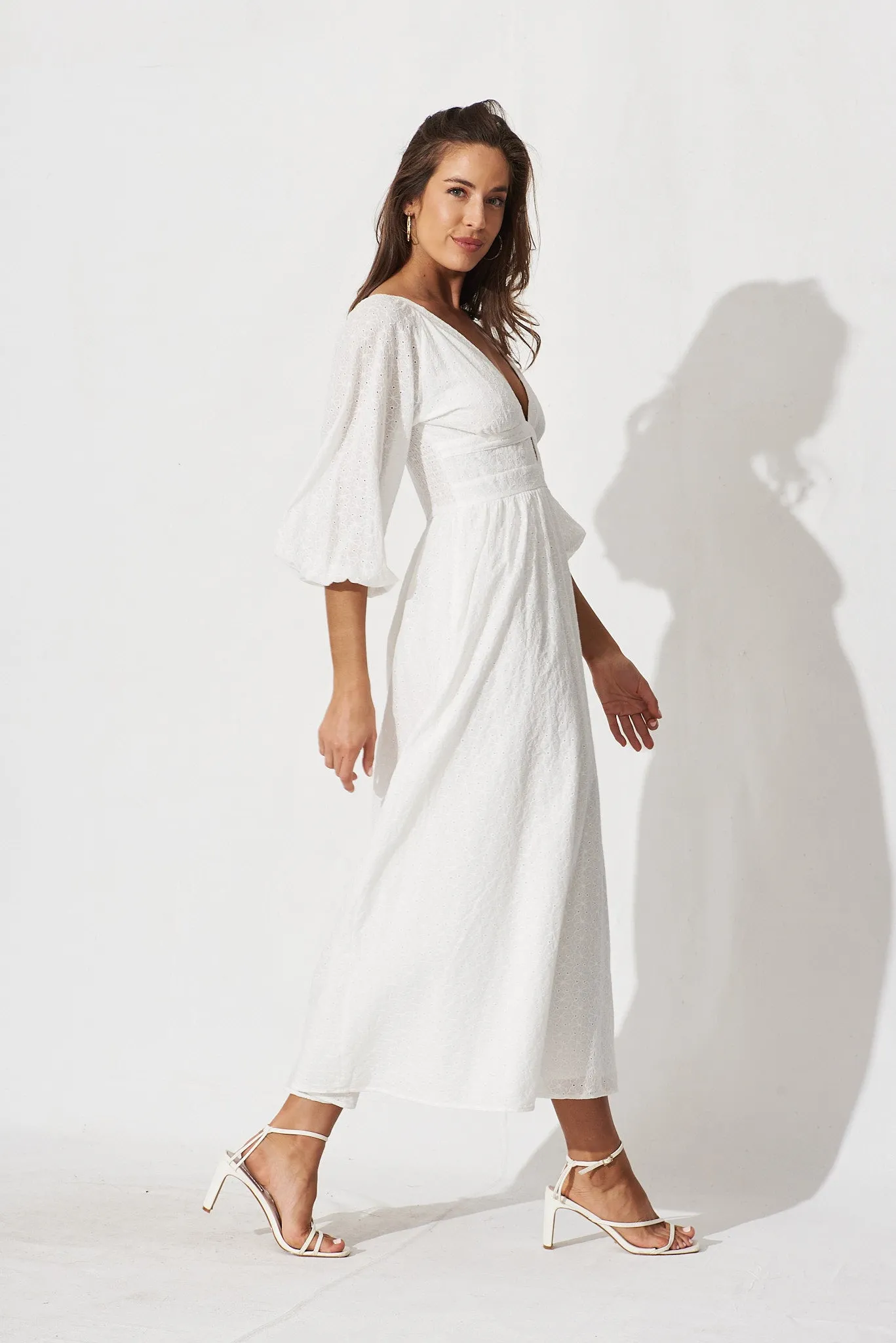 Tiana Maxi Dress In White Broderie sold by St Frock product image thumbnail 3