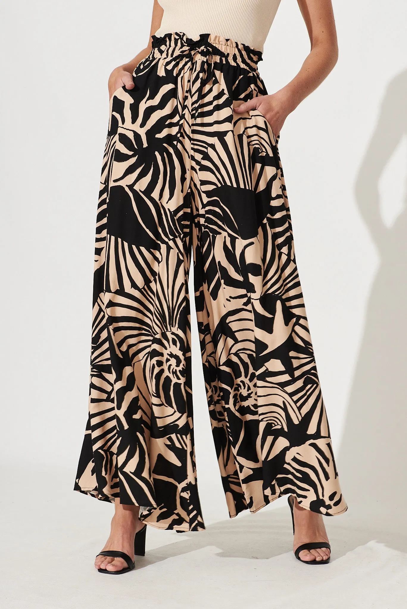Mariah Pant In Brown With Black Print sold by St Frock