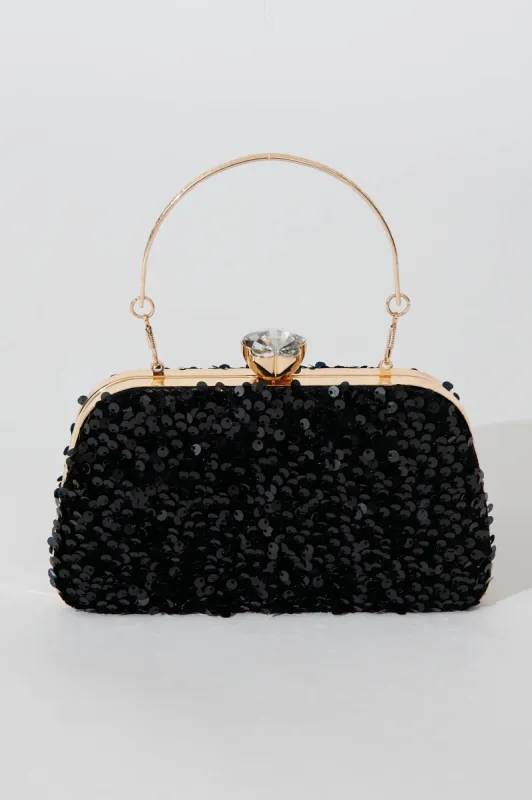 Nikita Clutch In Black Sequin sold by St Frock