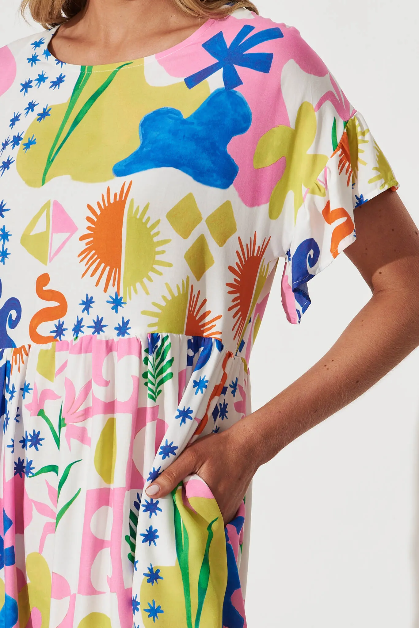 Escape Smock Dress In Bright Multi Print sold by St Frock product image thumbnail 5