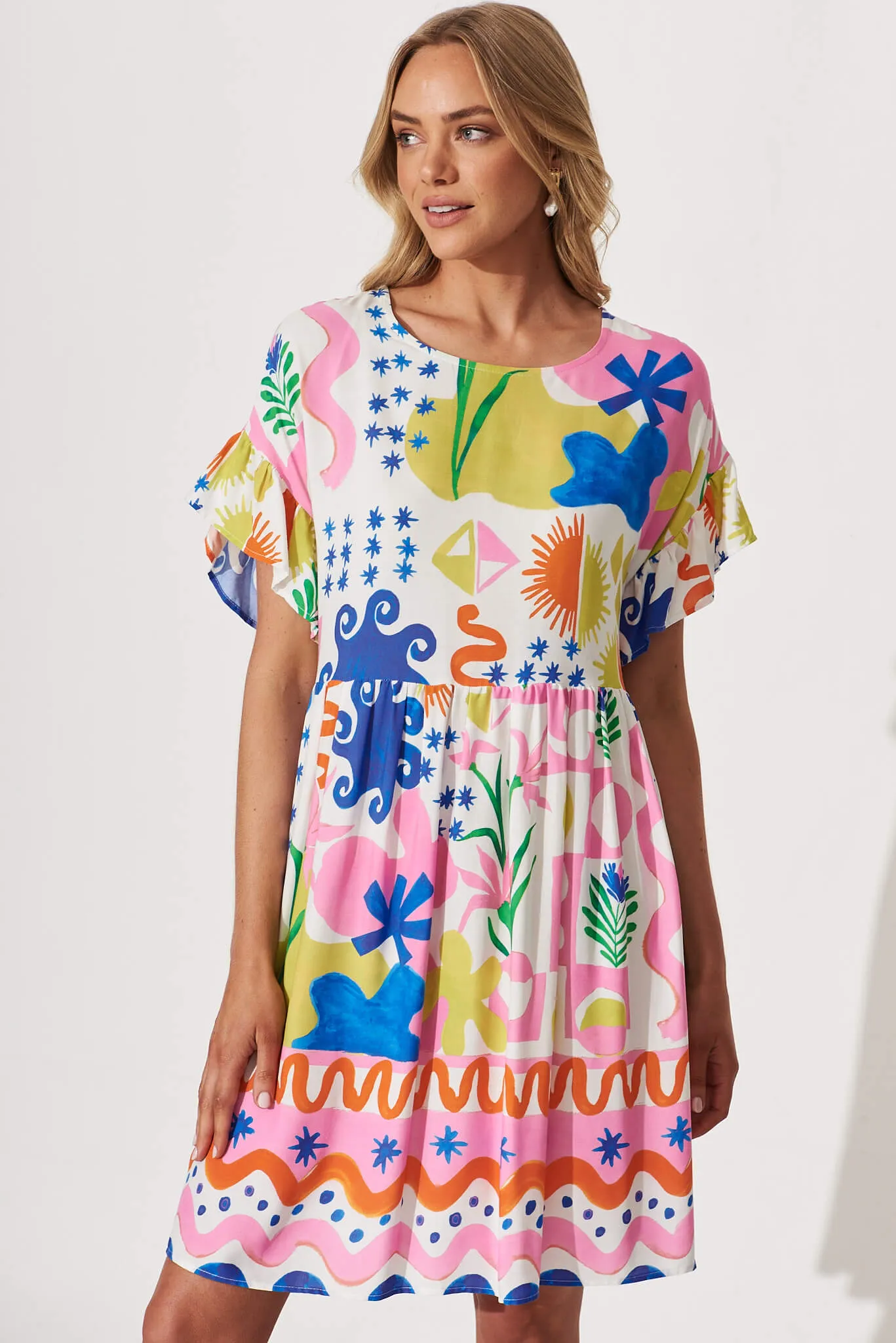Escape Smock Dress In Bright Multi Print sold by St Frock product image thumbnail 2