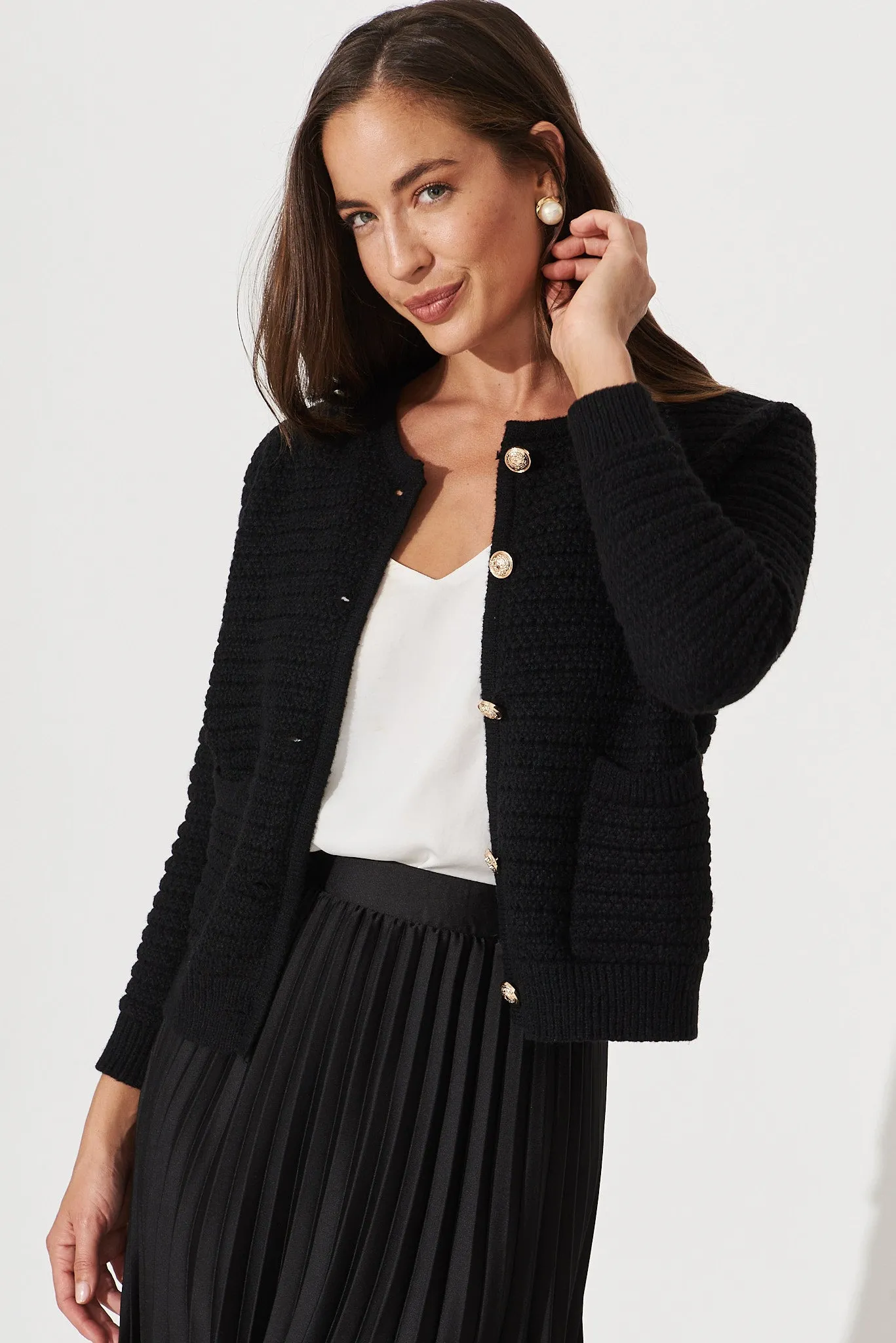 Cartagena Knit Jacket In Black sold by St Frock product image thumbnail 5