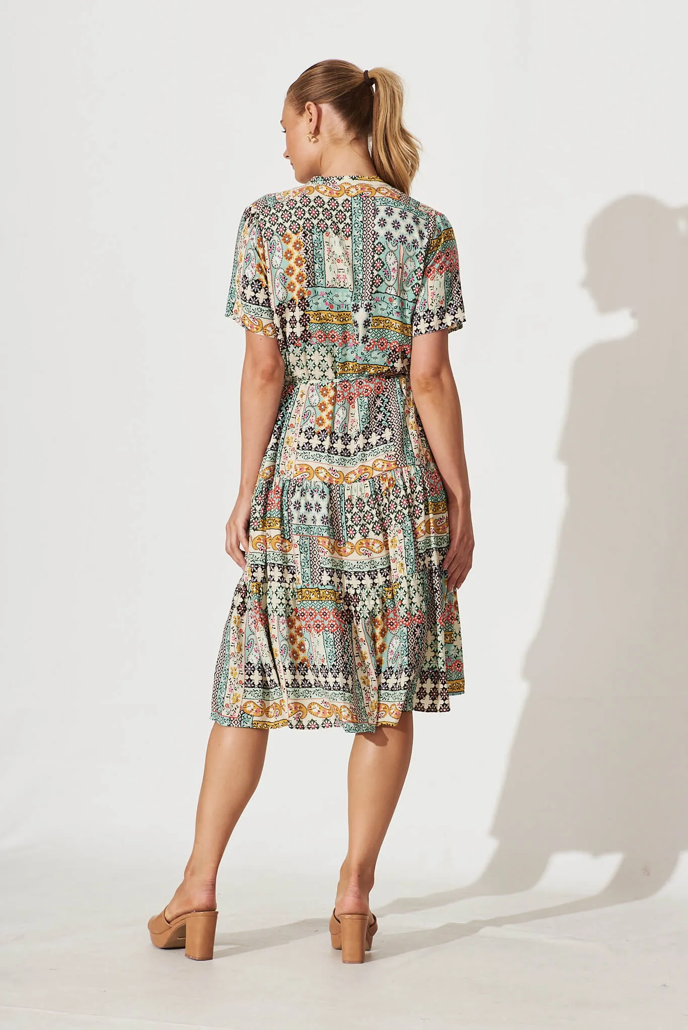 Sunbury Midi Dress In Sage Green Multi Patchwork sold by St Frock product image thumbnail 4