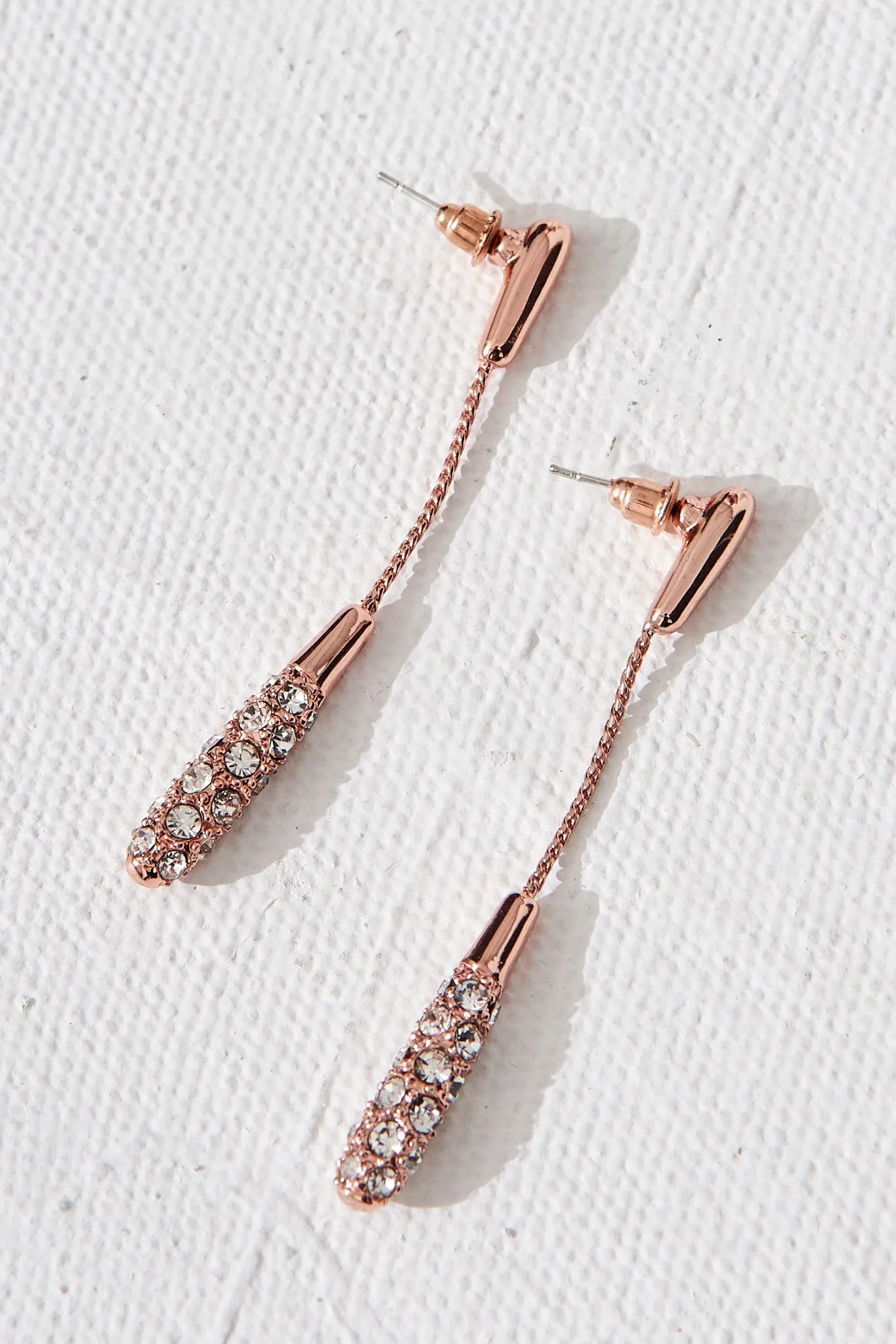 august + delilah Drop Earrings in Rose Gold sold by St Frock