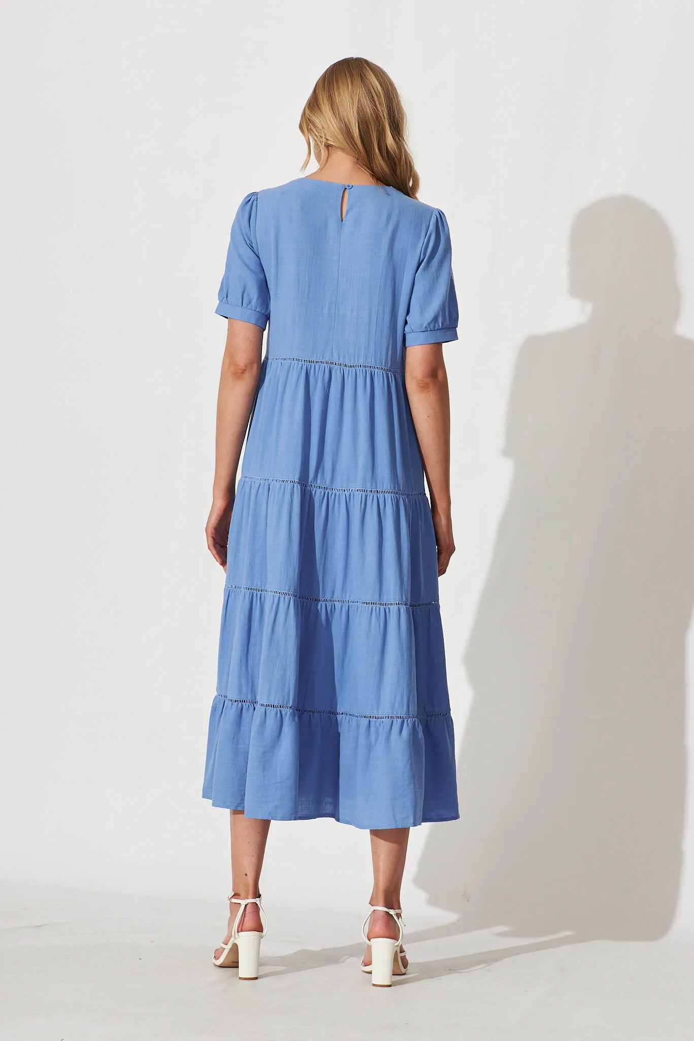 Shonda Midi Dress In Blue Linen Blend sold by St Frock product image thumbnail 4