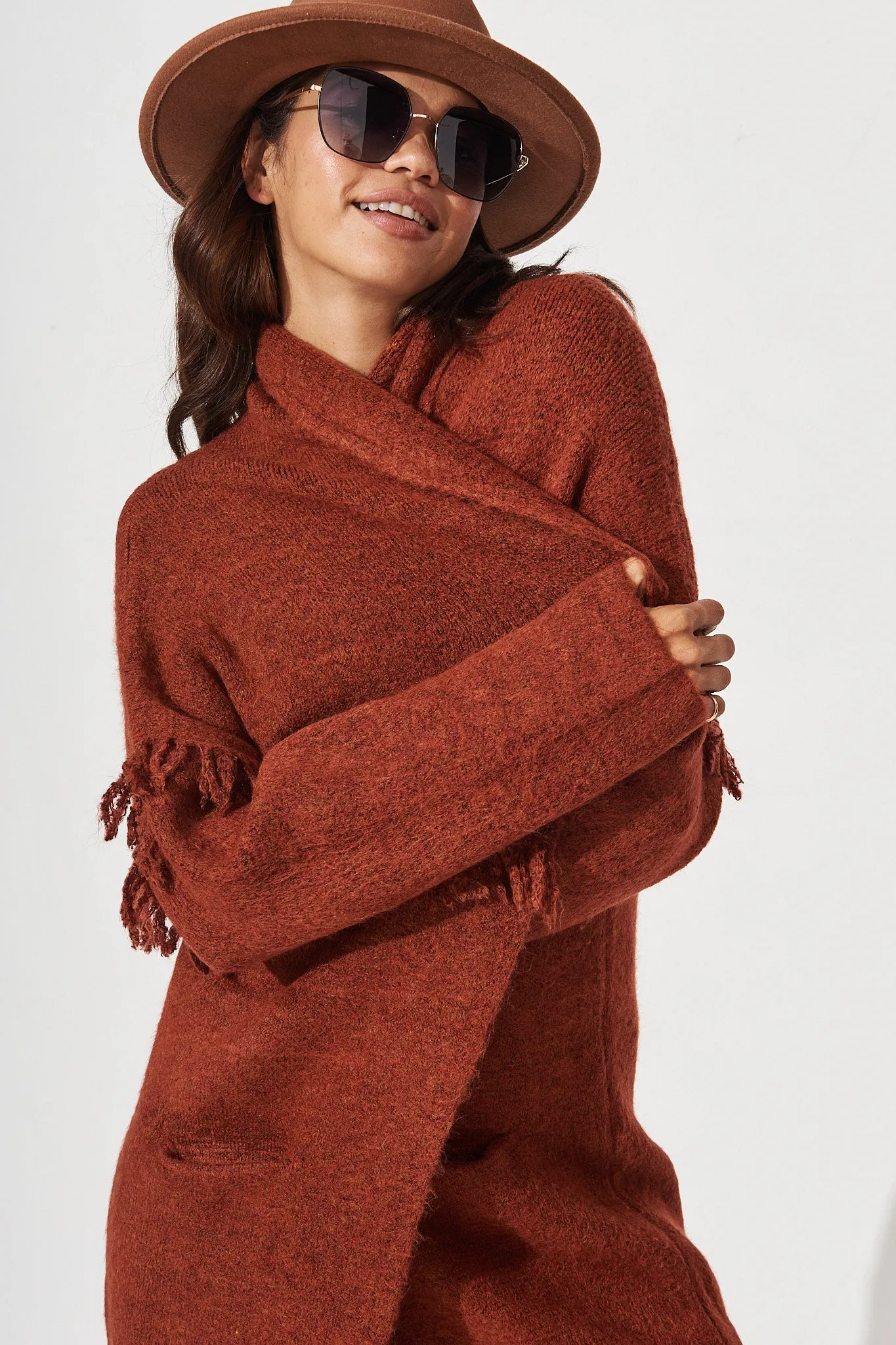 Alyse Knit Coatigan In Rust Marle sold by St Frock product image thumbnail 2