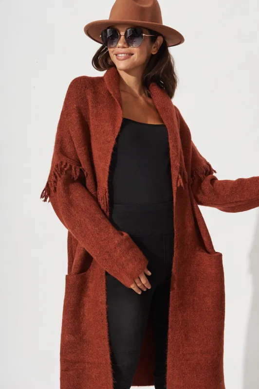 Alyse Knit Coatigan In Rust Marle sold by St Frock